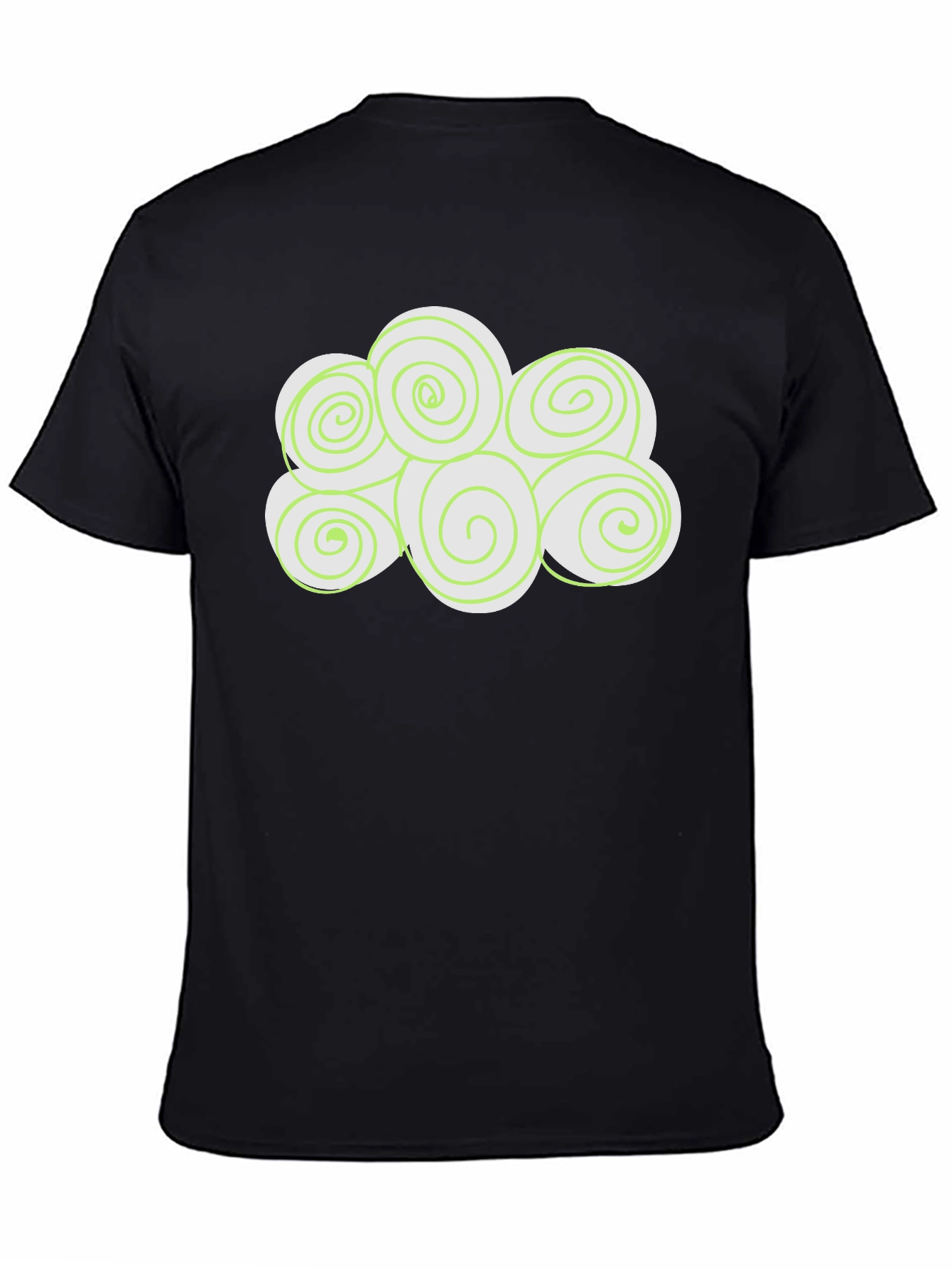 Swirl Cloud Graphic Tee - Soft Black Cotton T-Shirt