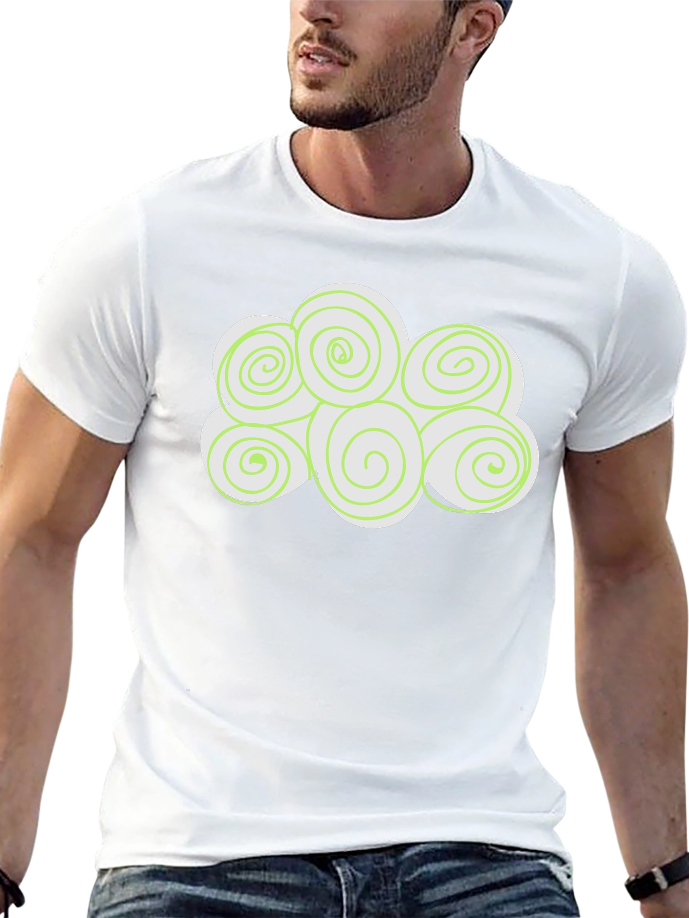 Swirl Cloud Graphic Tee - Soft Black Cotton T-Shirt