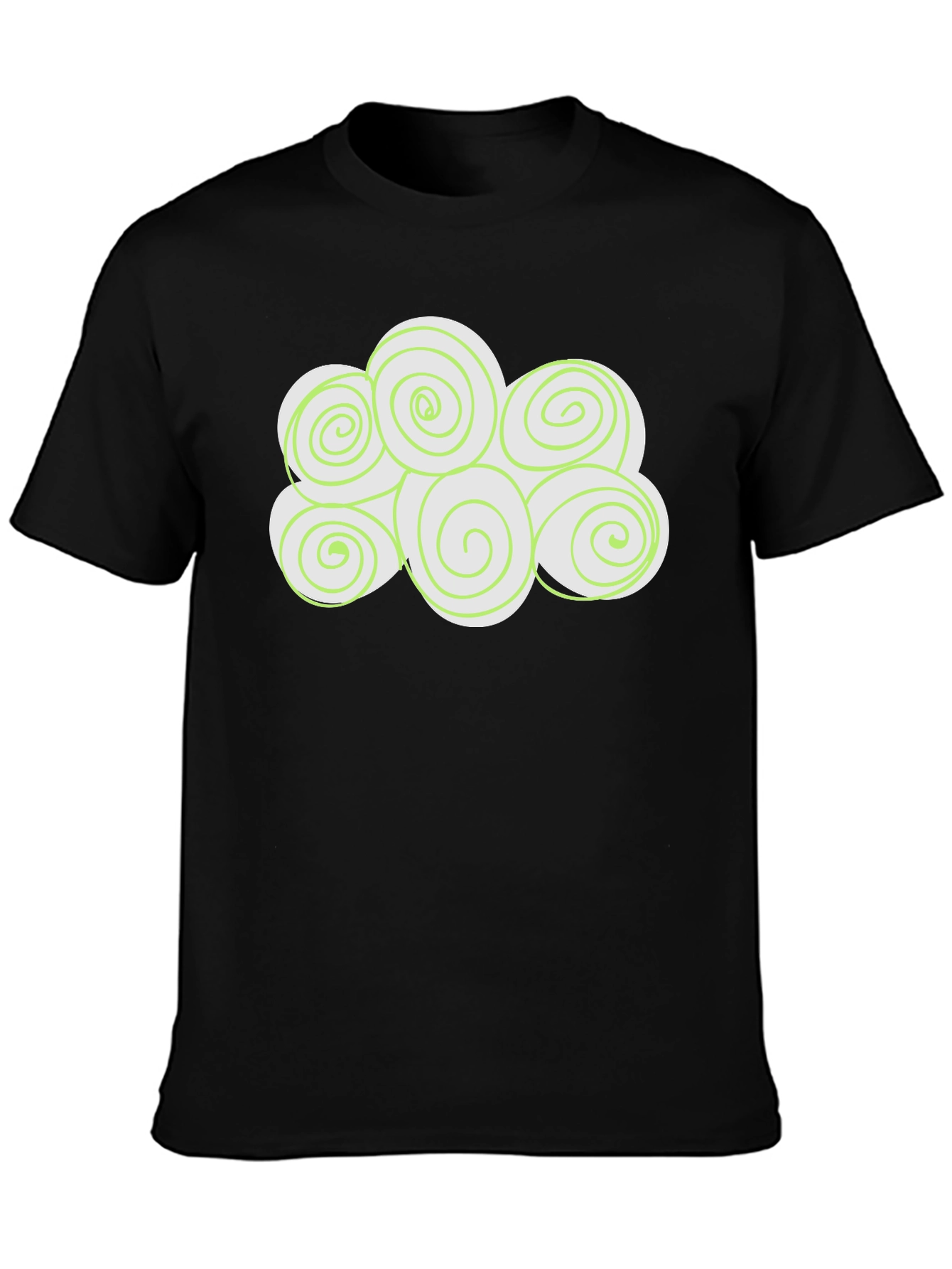 Swirl Cloud Graphic Tee - Soft Black Cotton T-Shirt