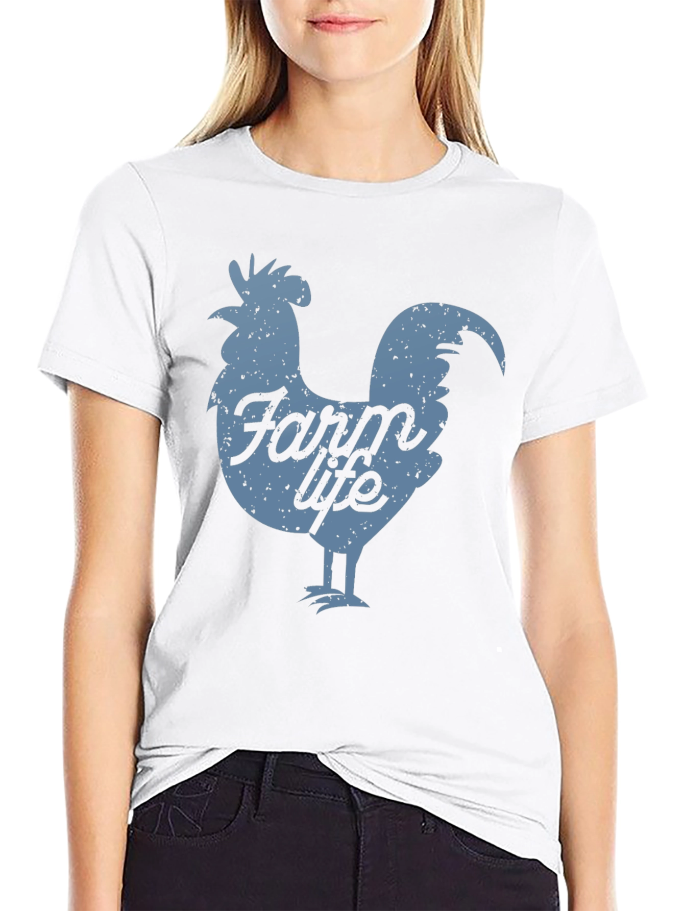 Farm Life Rooster Graphic Tee - Black