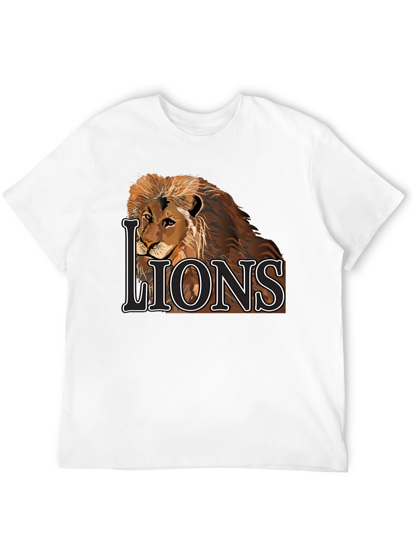 Lion Graphic Tee - Black Cotton Lions T-Shirt