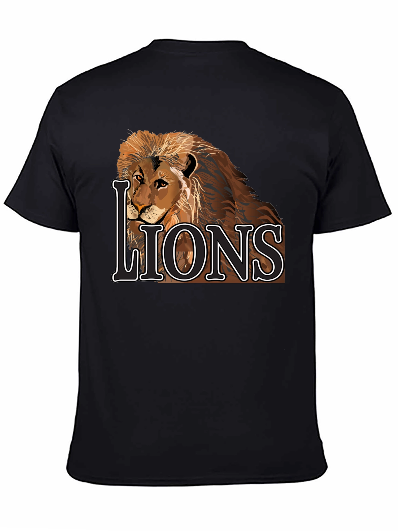 Lion Graphic Tee - Black Cotton Lions T-Shirt