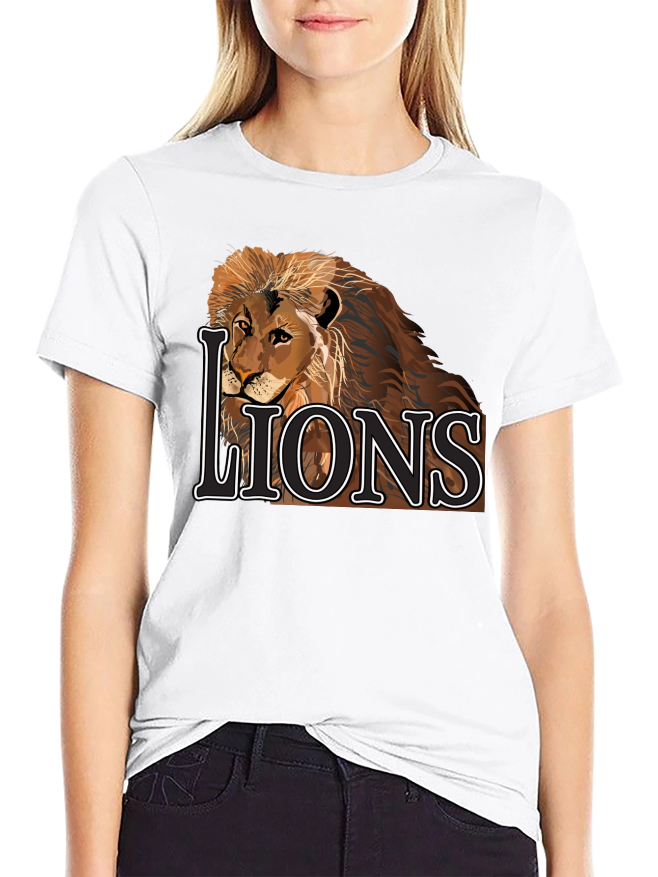 Lion Graphic Tee - Black Cotton Lions T-Shirt