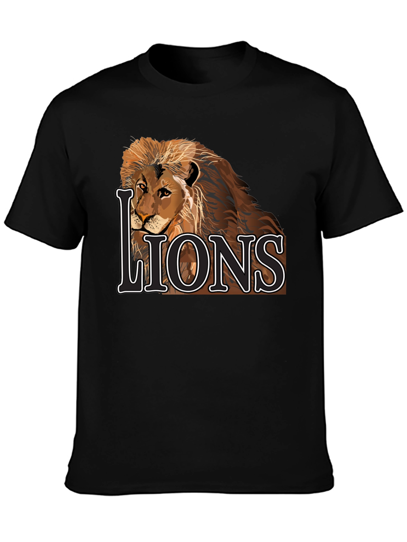 Lion Graphic Tee - Black Cotton Lions T-Shirt