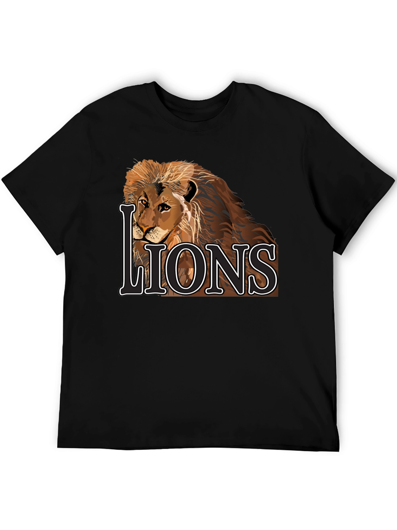 Lion Graphic Tee - Black Cotton Lions T-Shirt