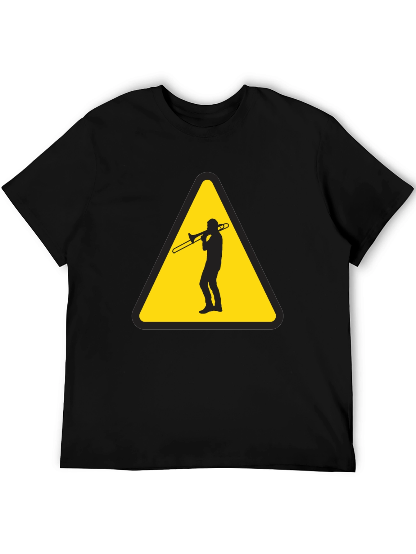 Trombone Player Warning Sign Black T-Shirt