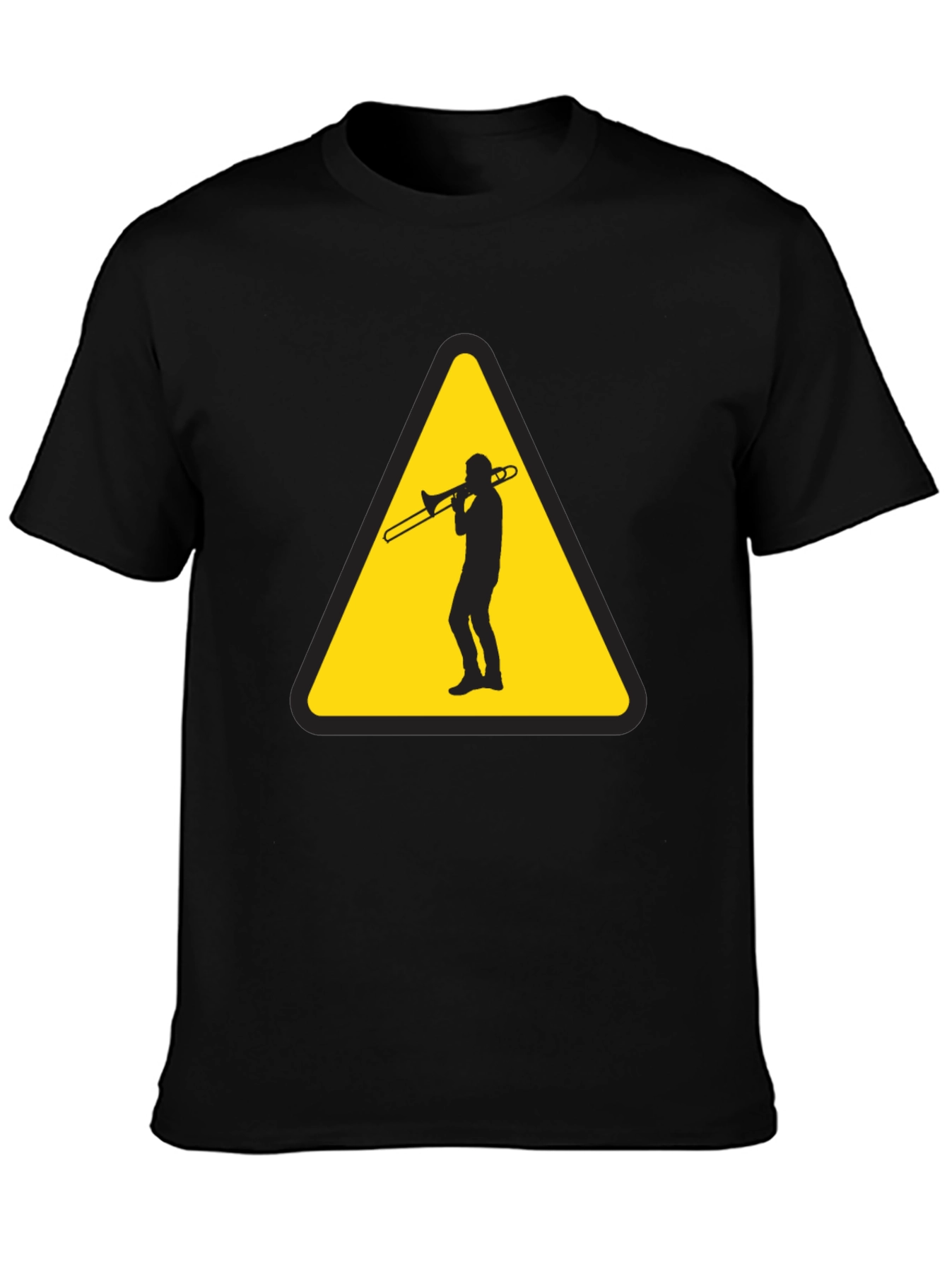 Trombone Player Warning Sign Black T-Shirt