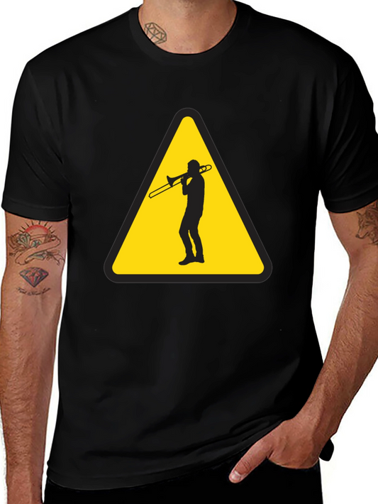 Trombone Player Warning Sign Black T-Shirt