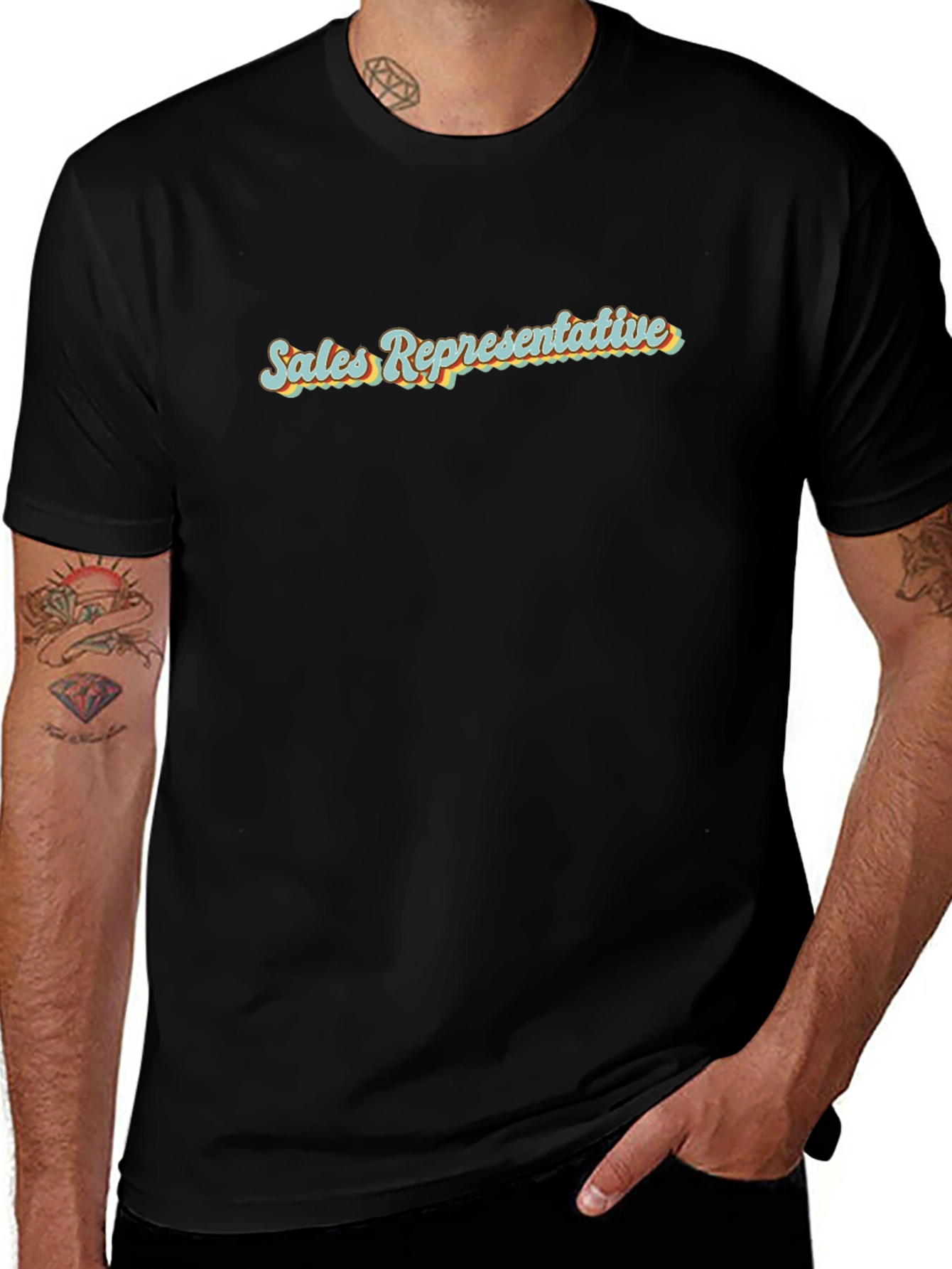 Retro Sales Representative Black T-Shirt