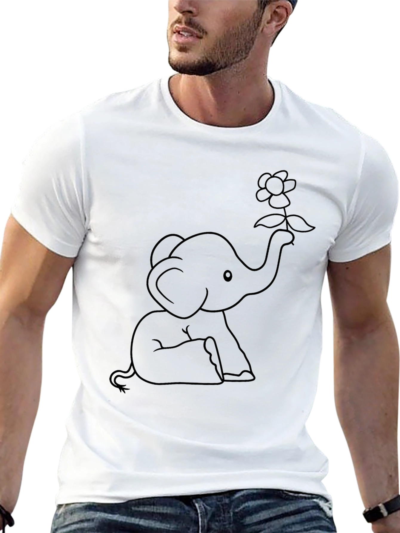 Cute Elephant Holding Flower T-Shirt