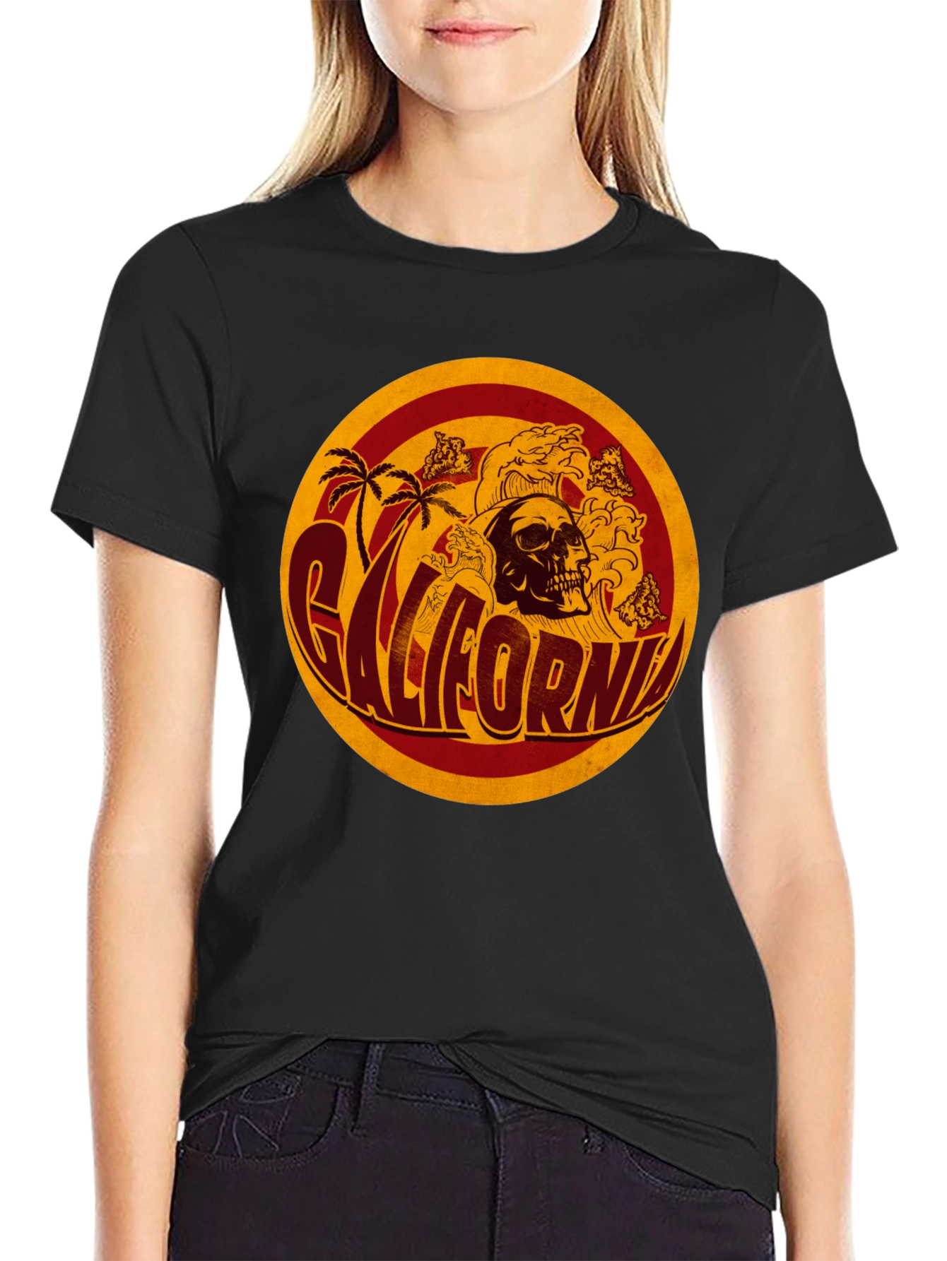California Skull Graphic T-Shirt - Retro Style