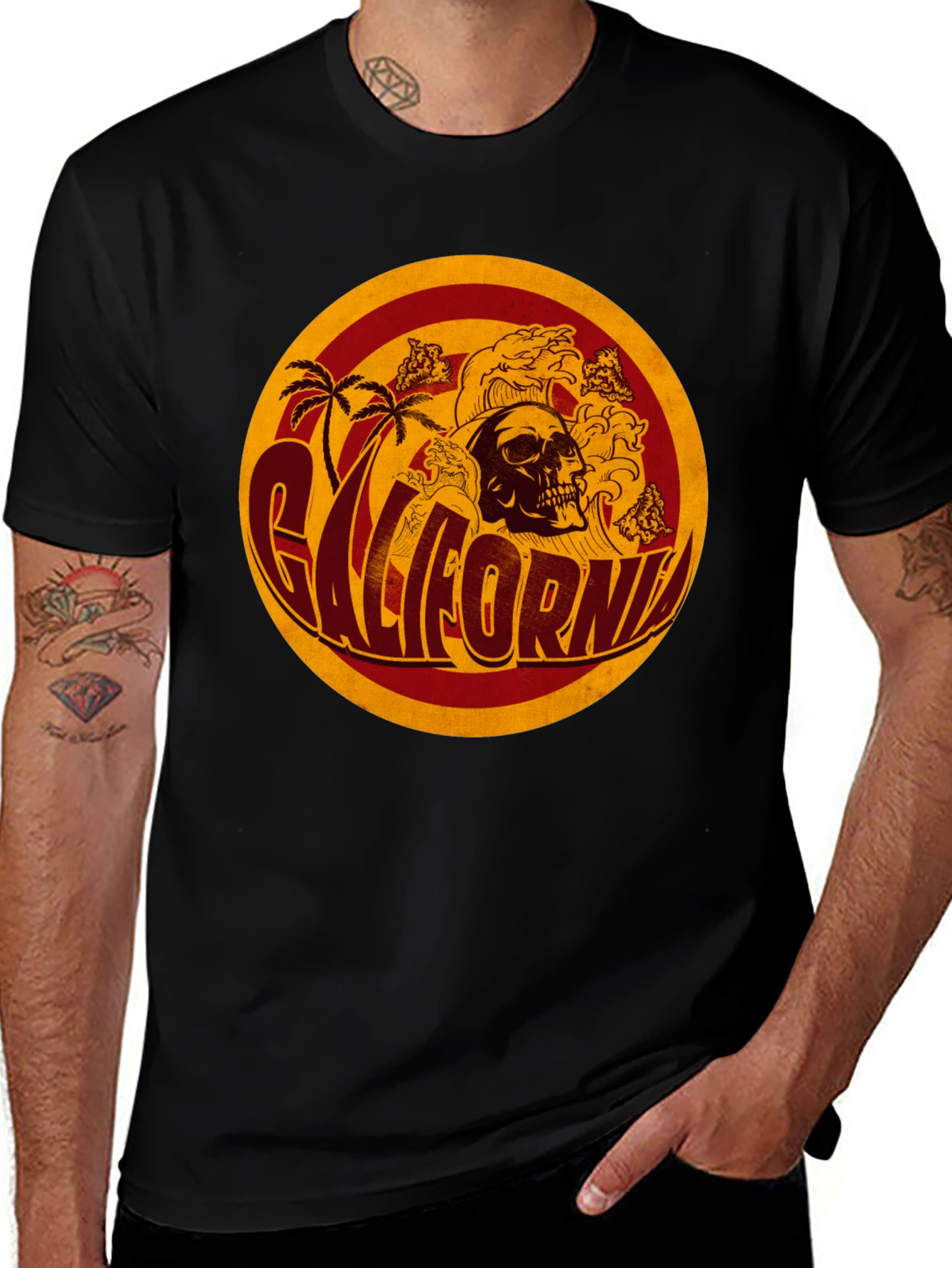 California Skull Graphic T-Shirt - Retro Style