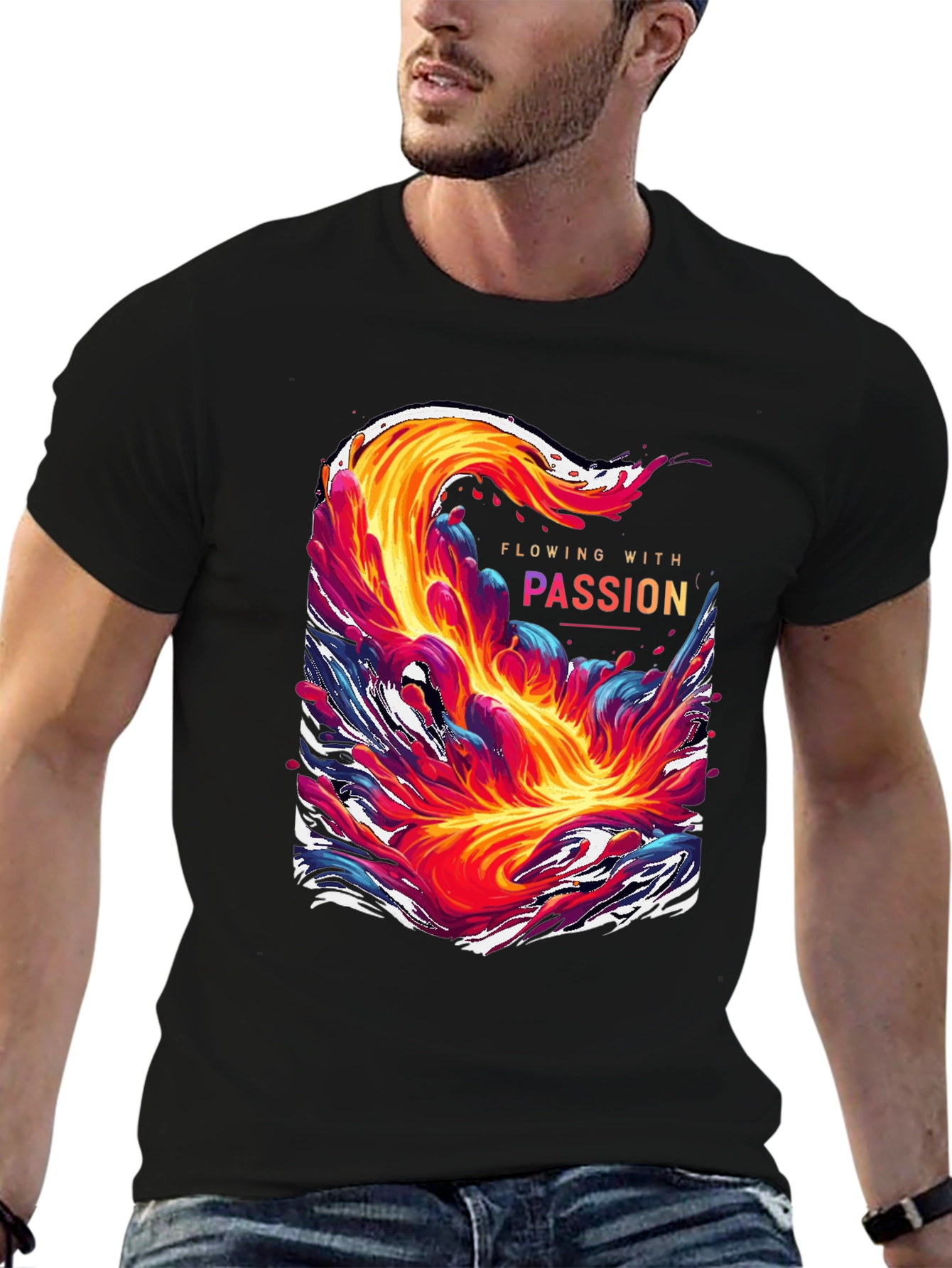 Flowing With Passion Graphic Tee - Unique Mens T-Shirt