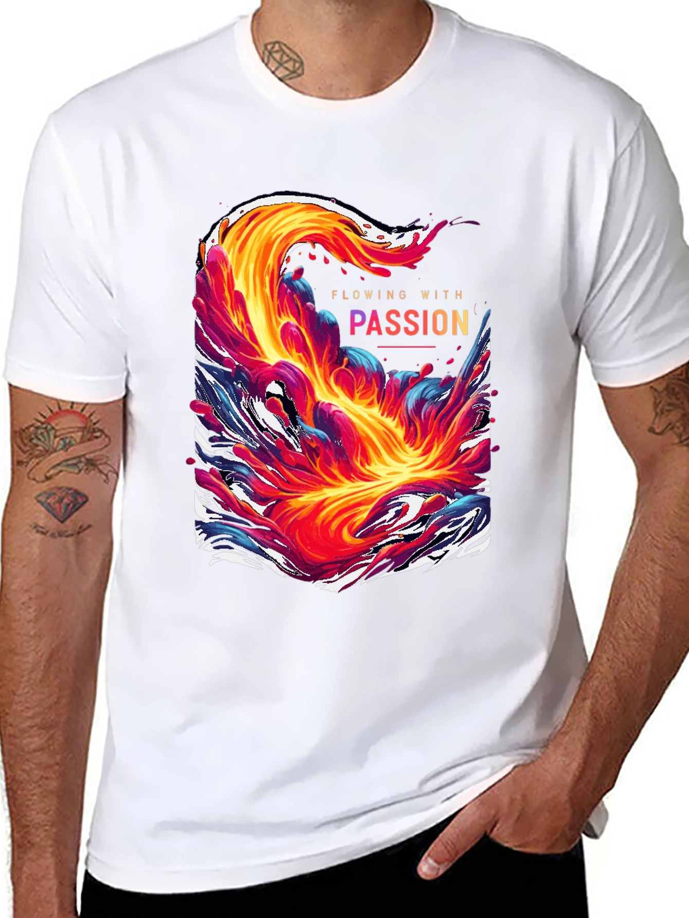 Flowing With Passion Graphic Tee - Unique Mens T-Shirt
