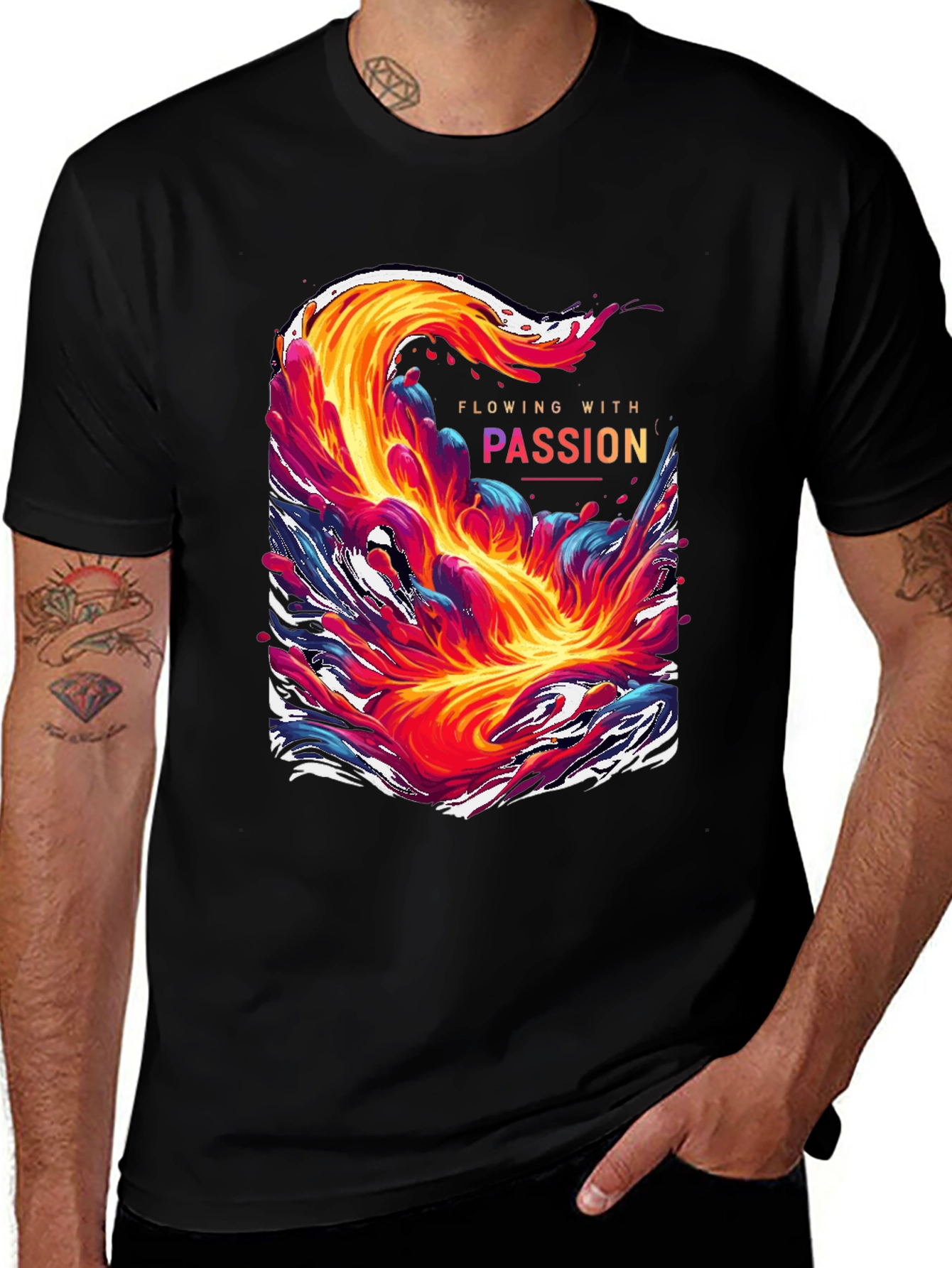 Flowing With Passion Graphic Tee - Unique Mens T-Shirt