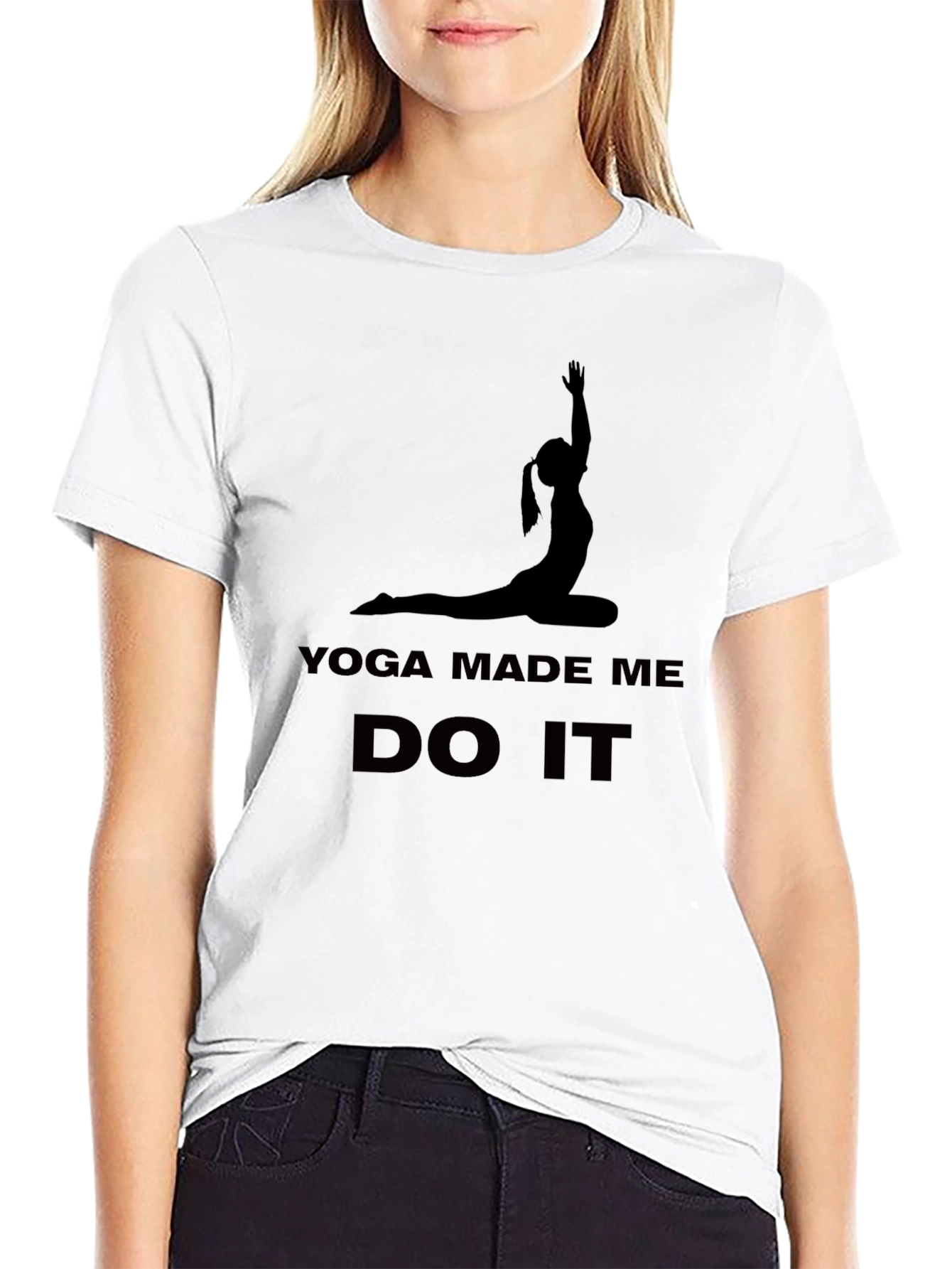 Yoga Made Me Do It Graphic T-Shirt - Black