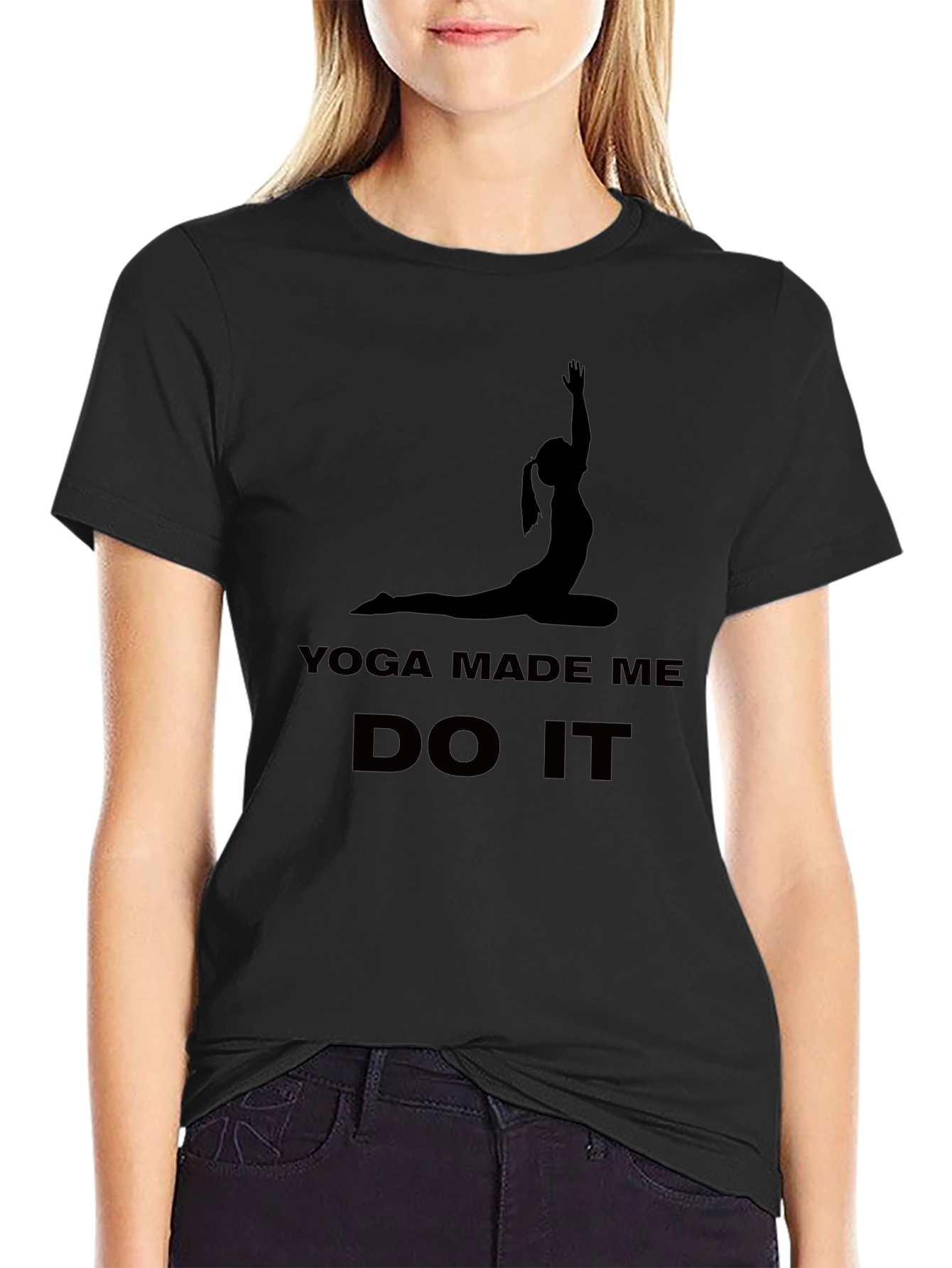 Yoga Made Me Do It Graphic T-Shirt - Black