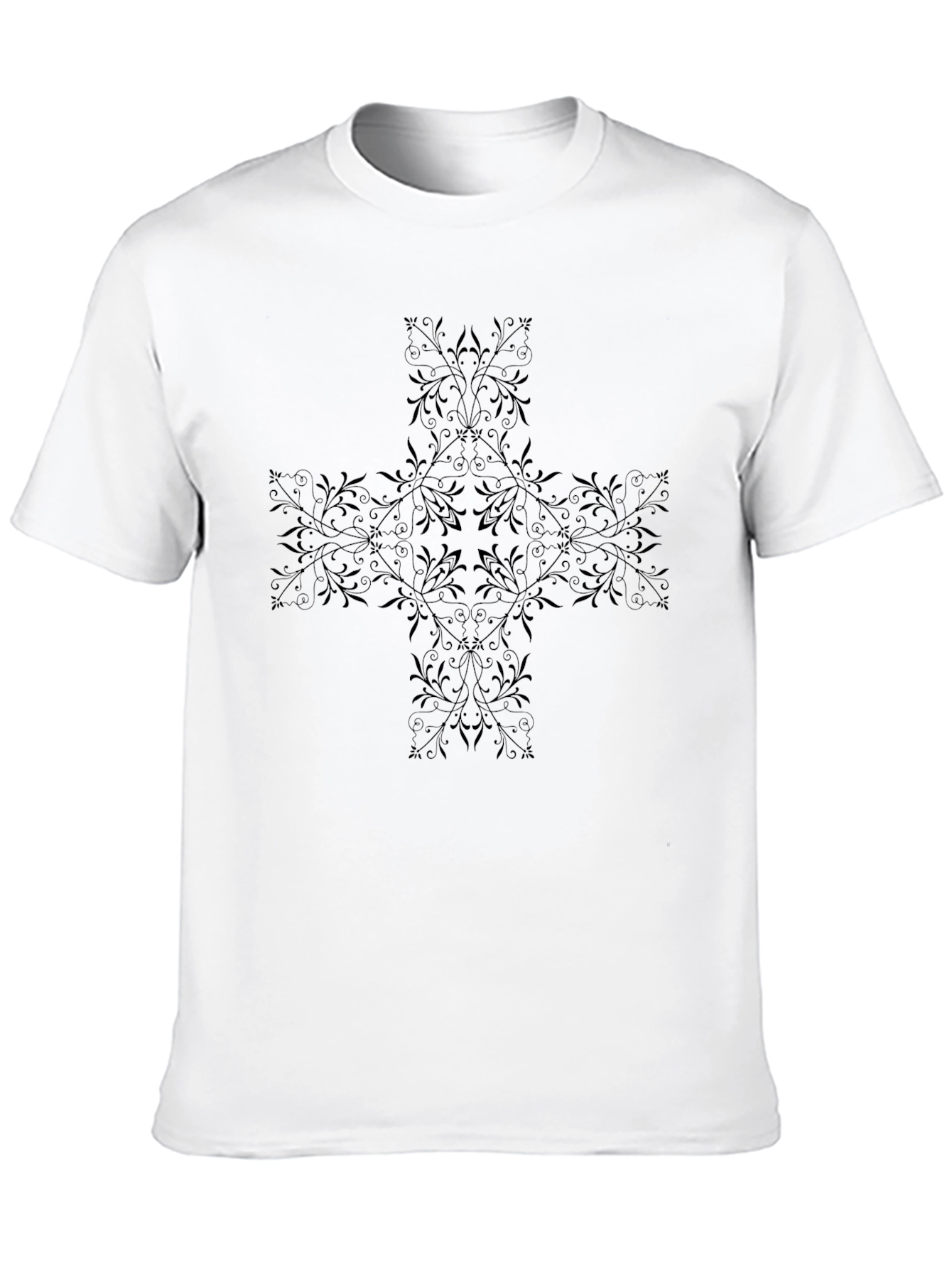 Ornate Cross Graphic Black T-Shirt