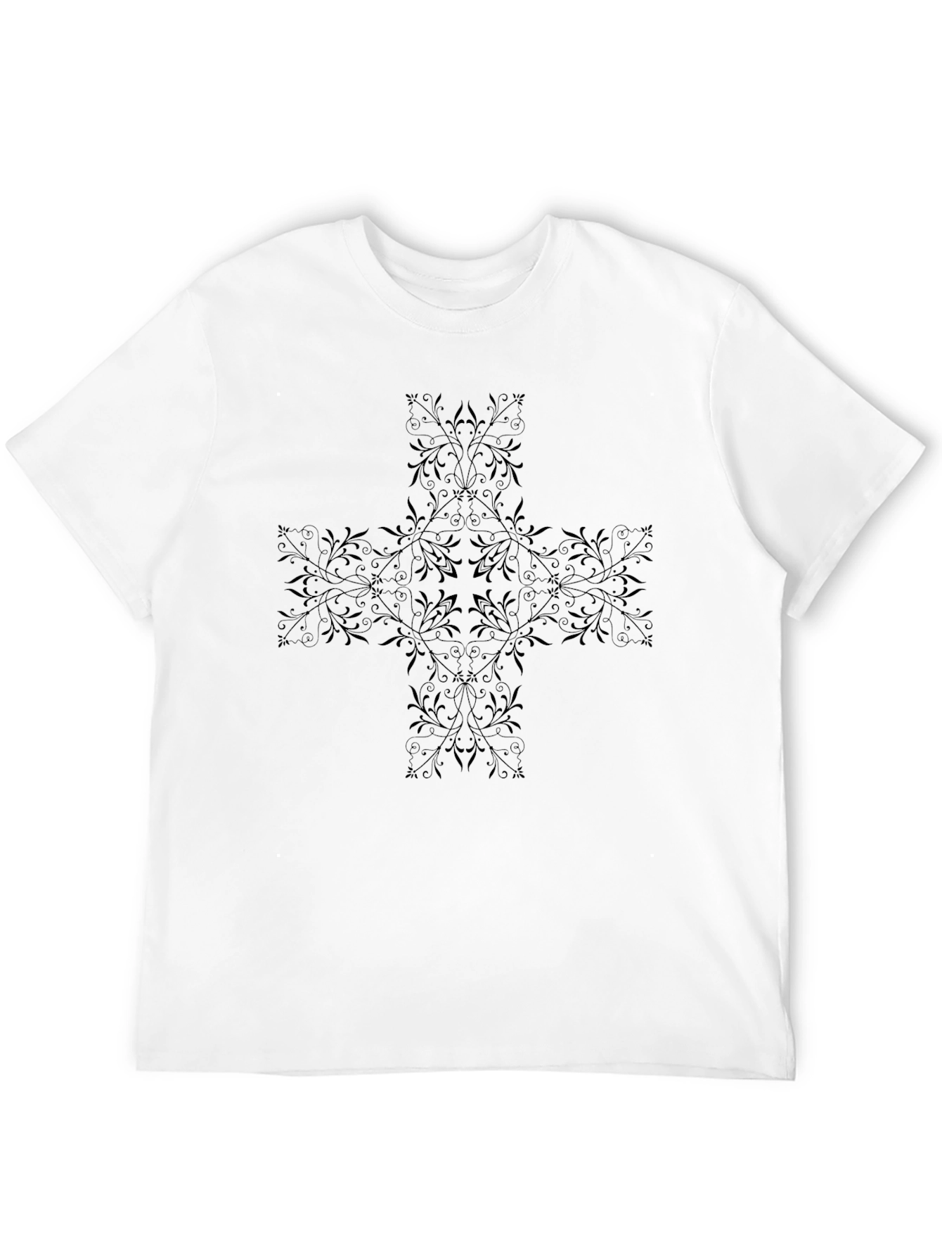 Ornate Cross Graphic Black T-Shirt