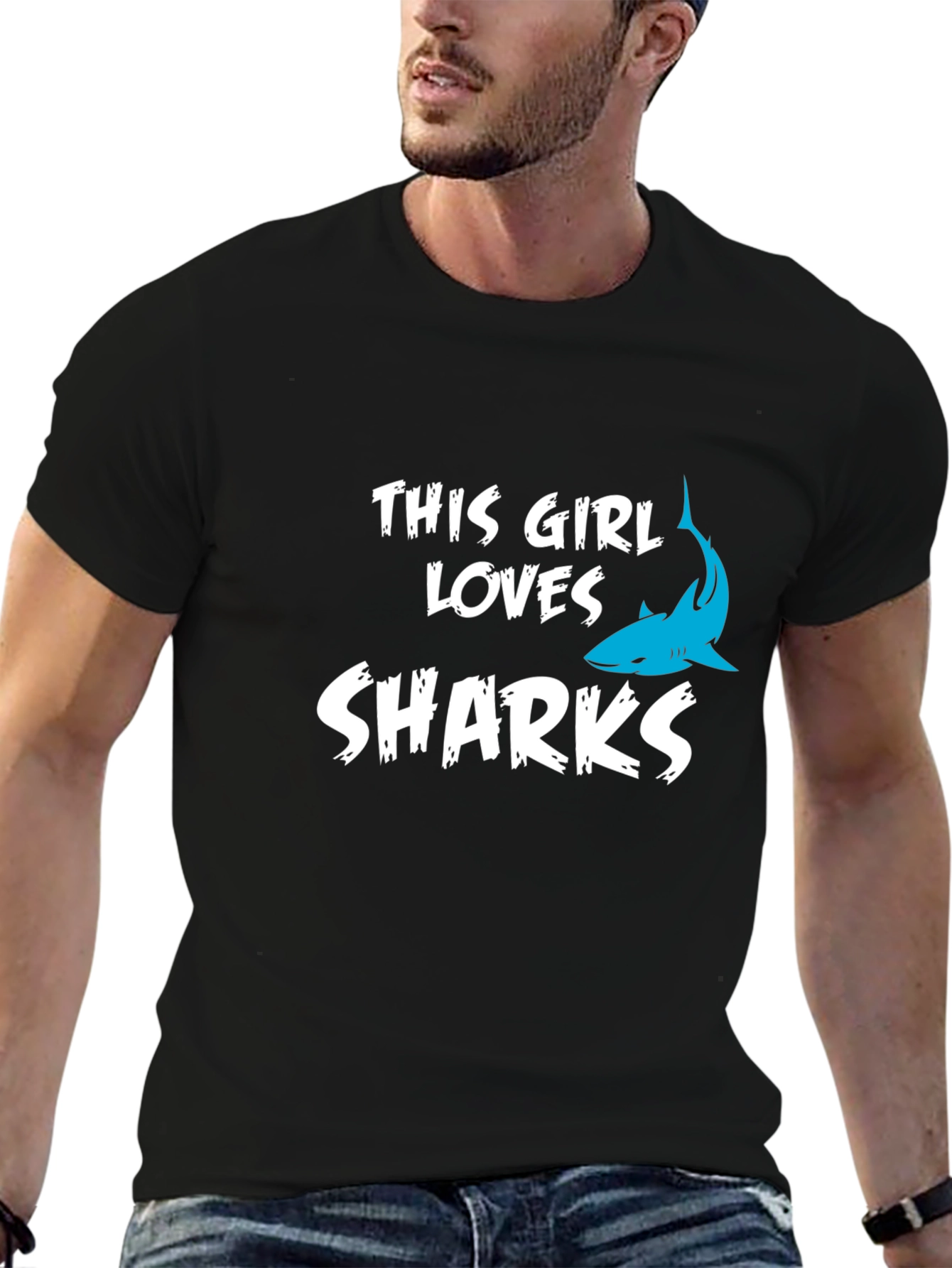 This Girl Loves Sharks Black T-Shirt