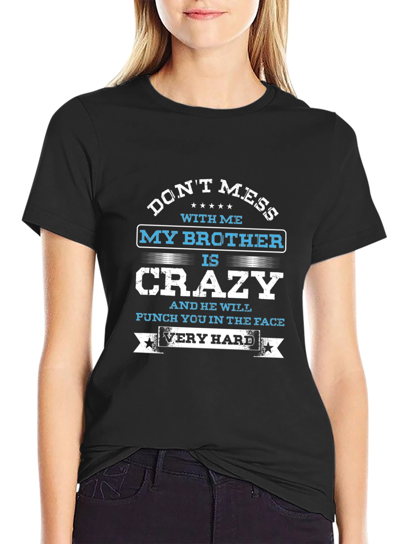 Funny Brother Crazy Graphic T-Shirt - Black