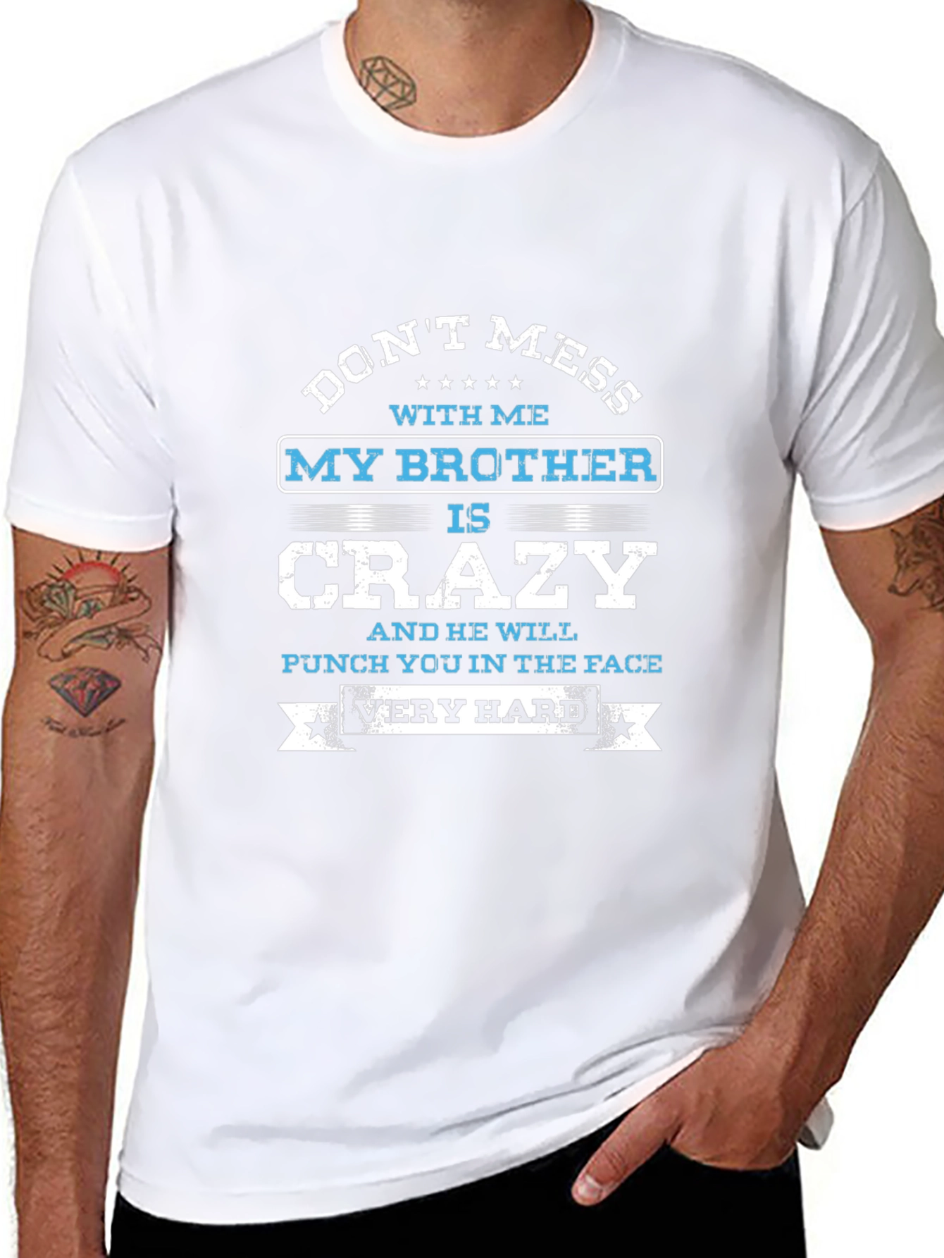 Funny Brother Crazy Graphic T-Shirt - Black
