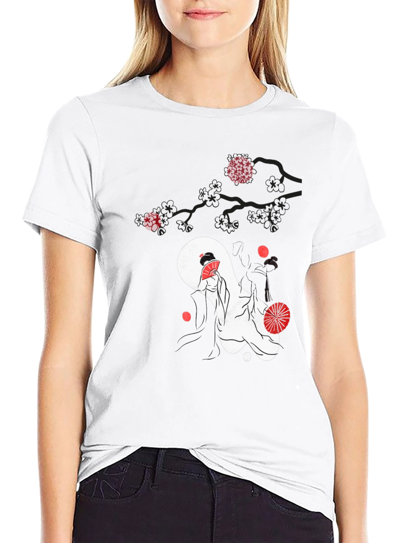 Japanese Geisha Graphic Black T-Shirt