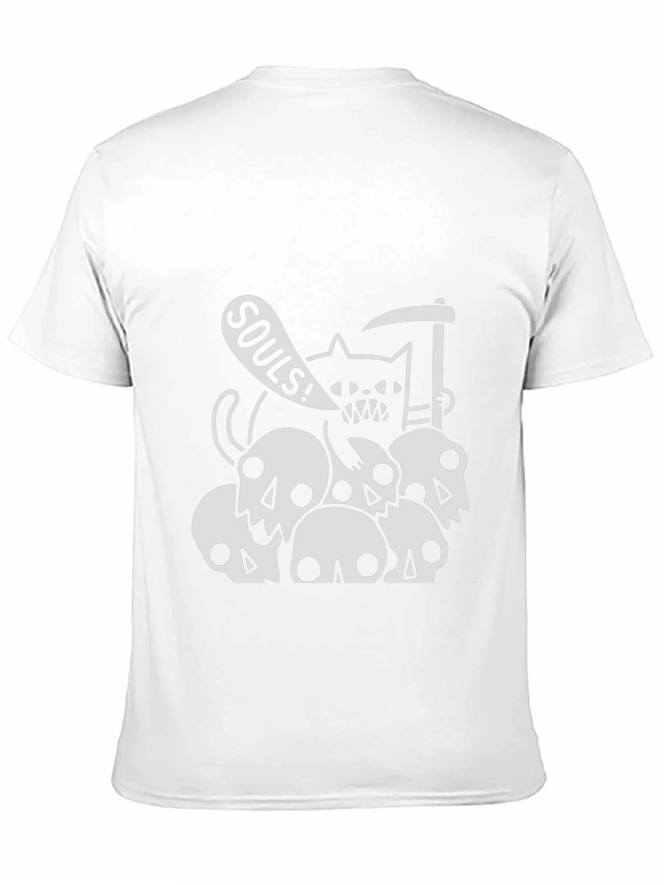 Grim Reaper Cat on Skulls T-Shirt - Black