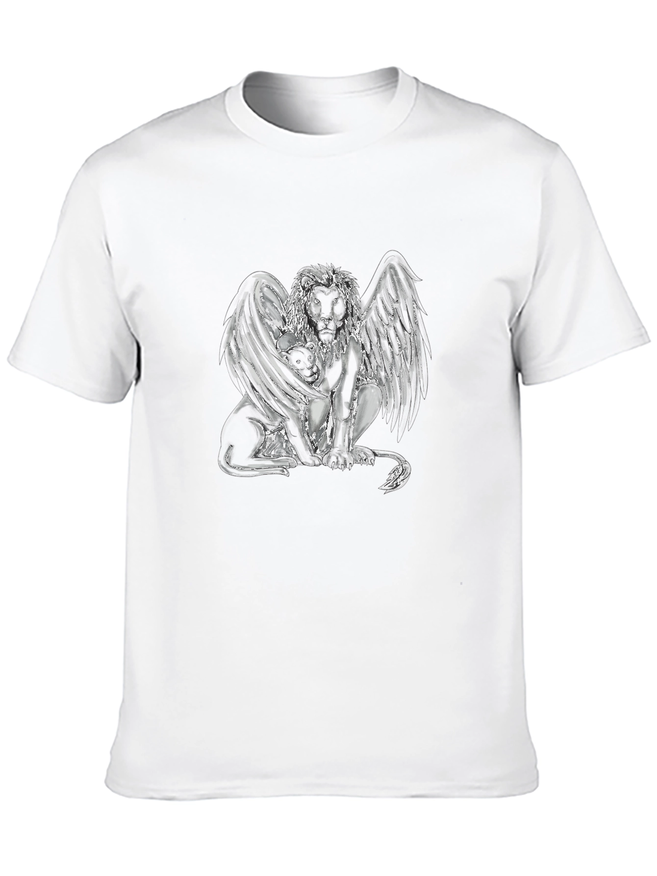 Winged Lion Graphic Tee - Black Cotton Shirt
