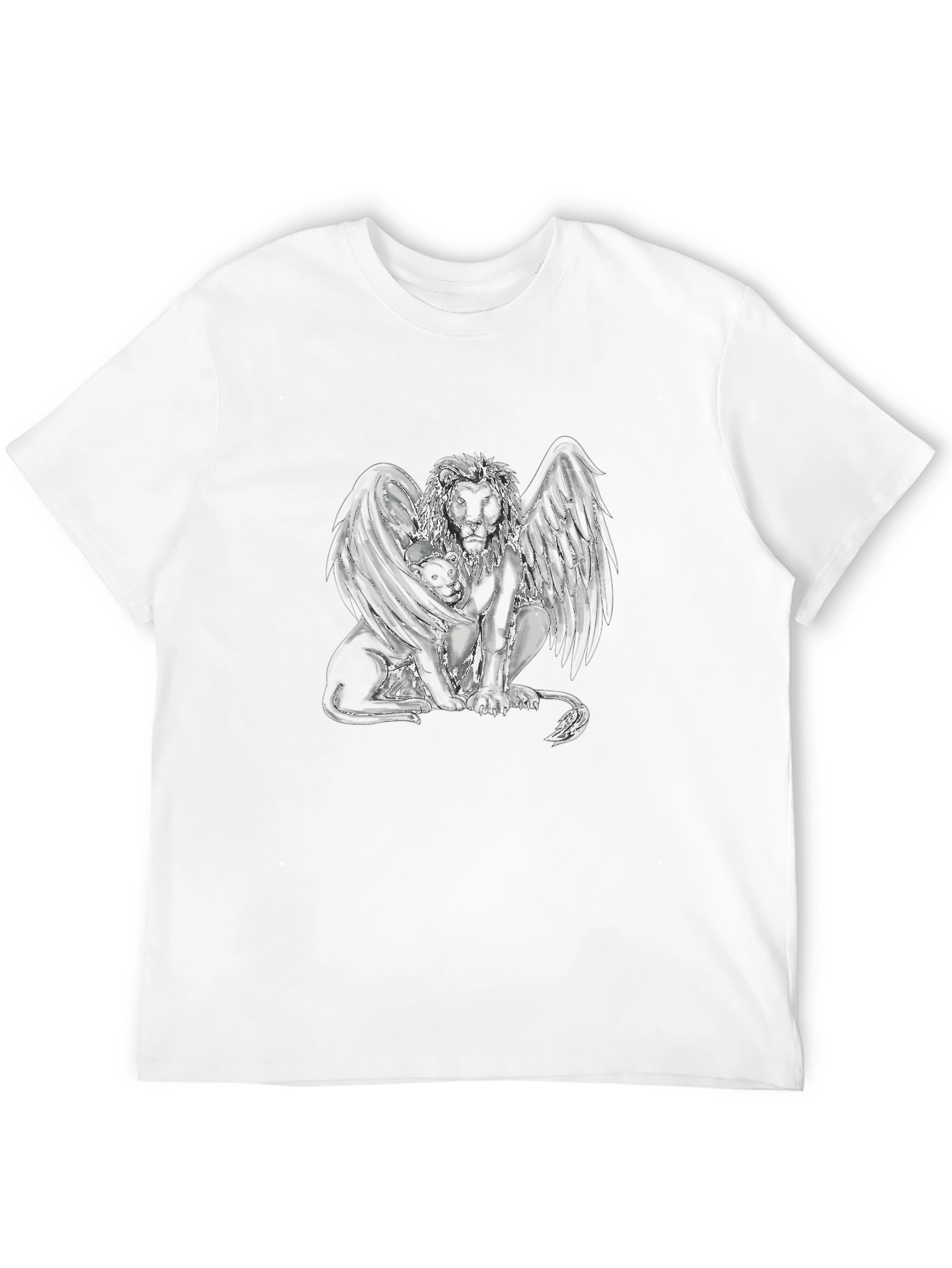 Winged Lion Graphic Tee - Black Cotton Shirt