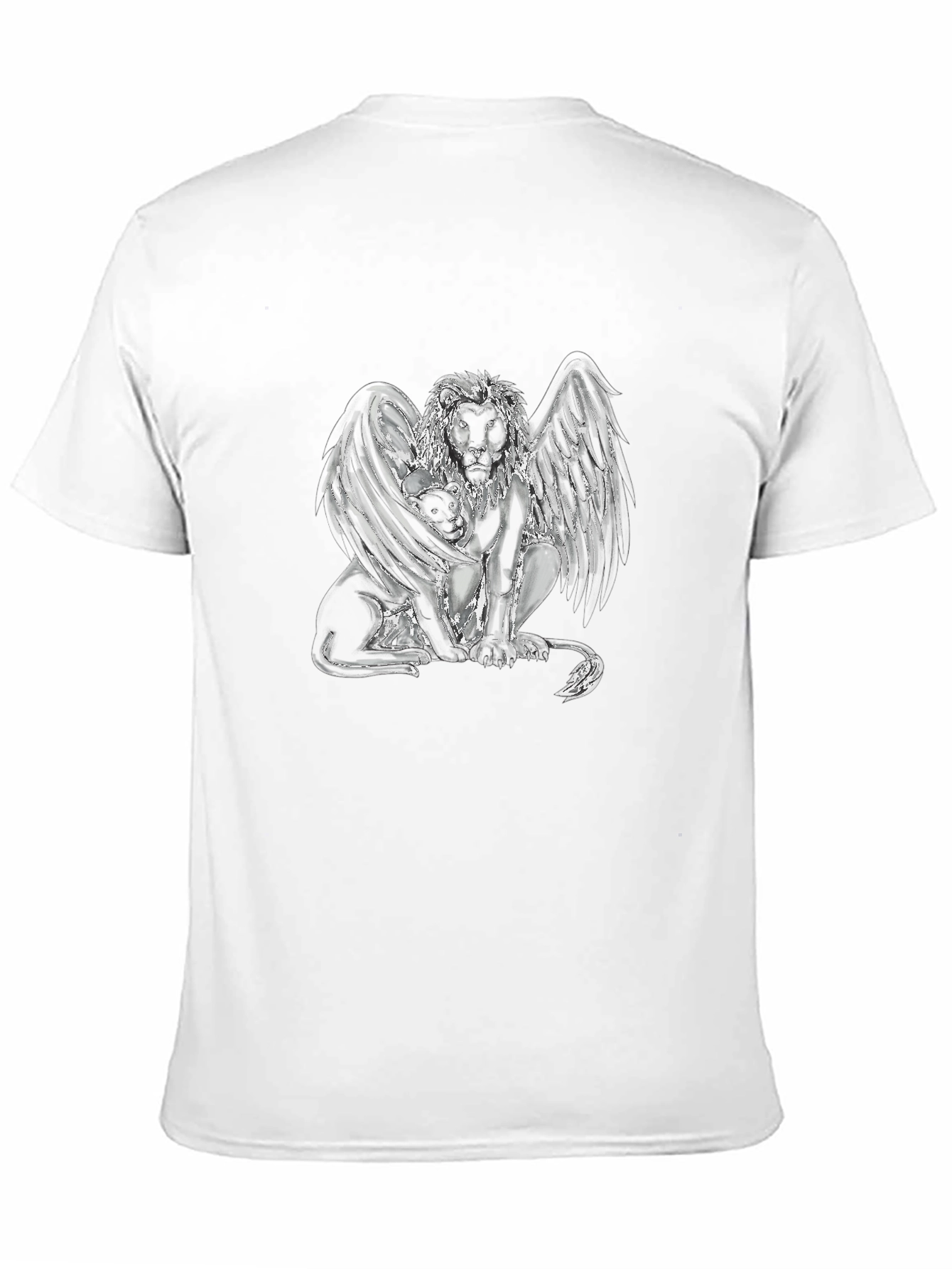 Winged Lion Graphic Tee - Black Cotton Shirt