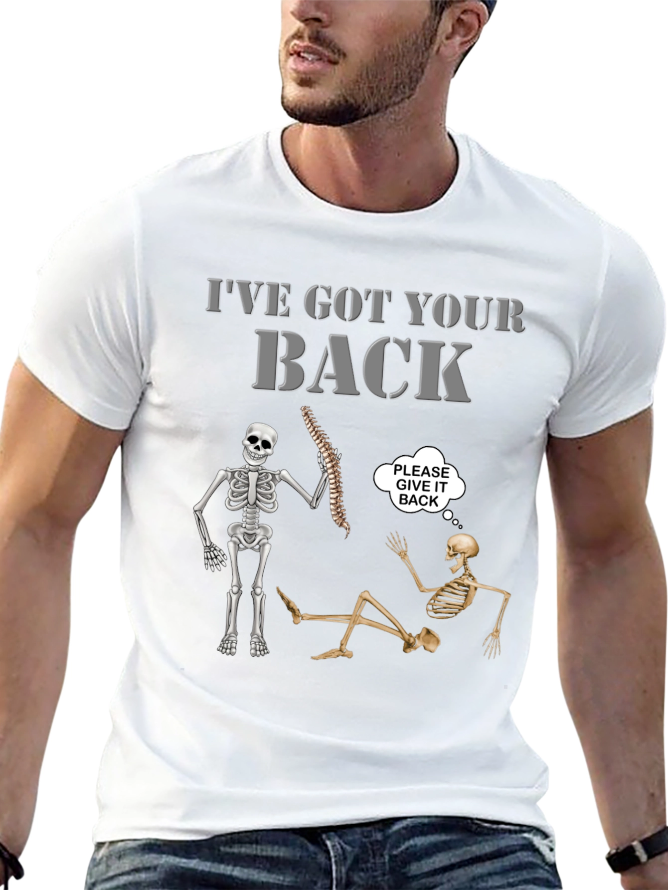 Funny Skeleton Ive Got Your Back Graphic Tee