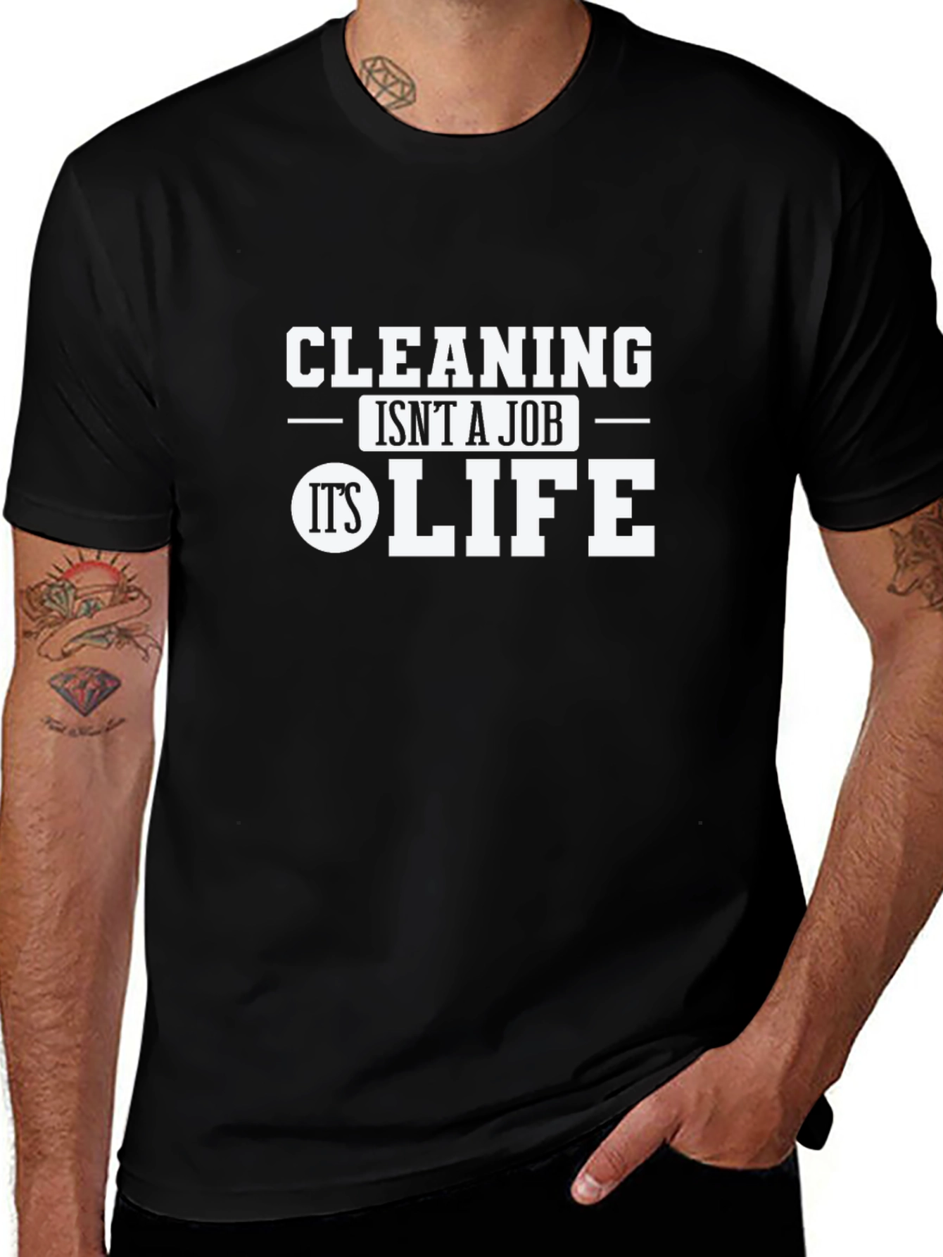 Cleaning is Life Graphic Tee - Black