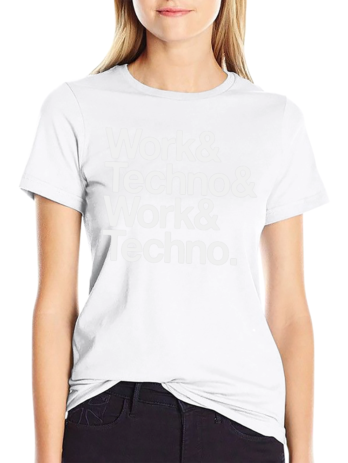 Work & Techno Graphic Print Crew Neck T-Shirt