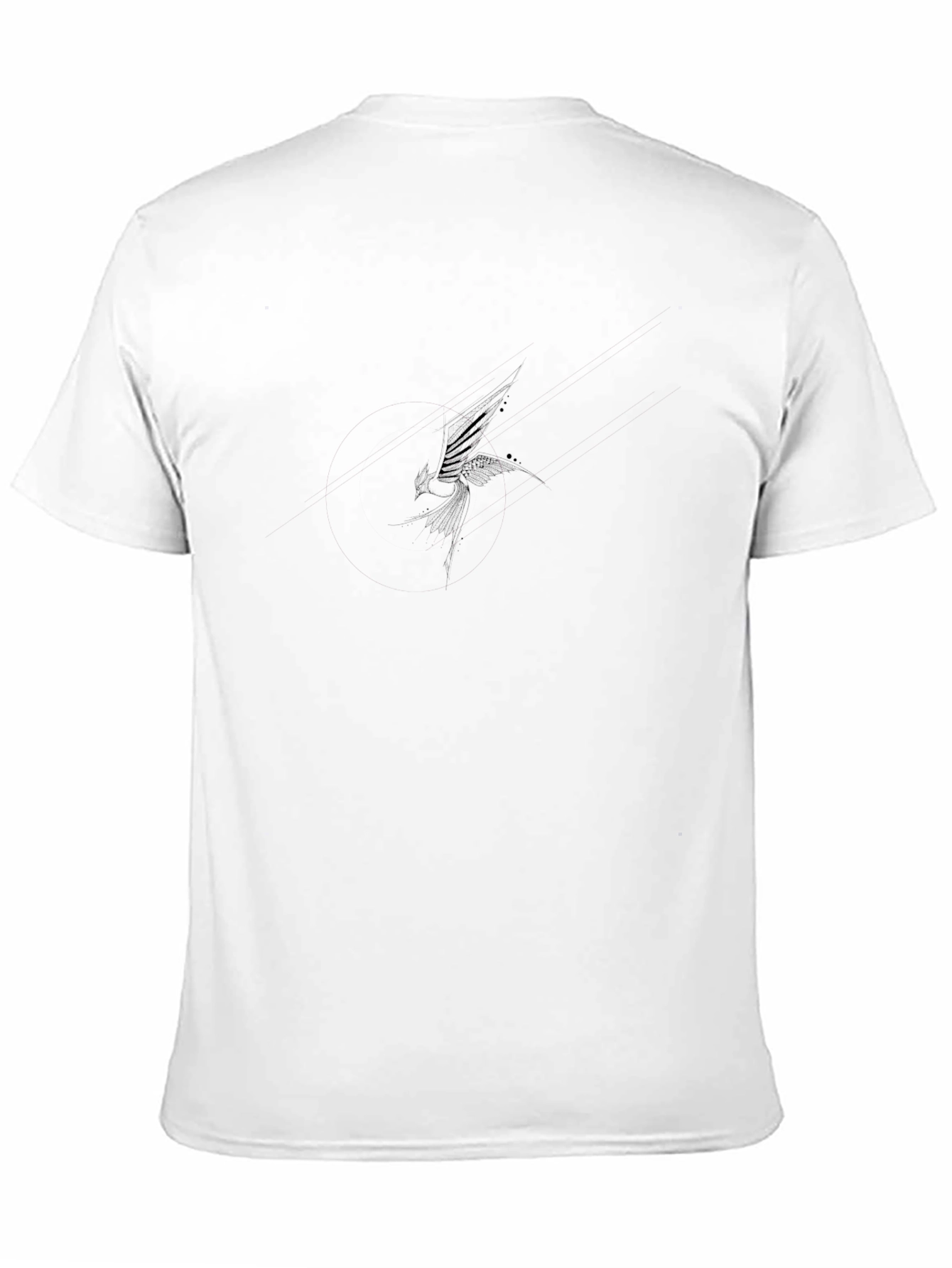 Black Crew Neck T-Shirt with Bird Graphic