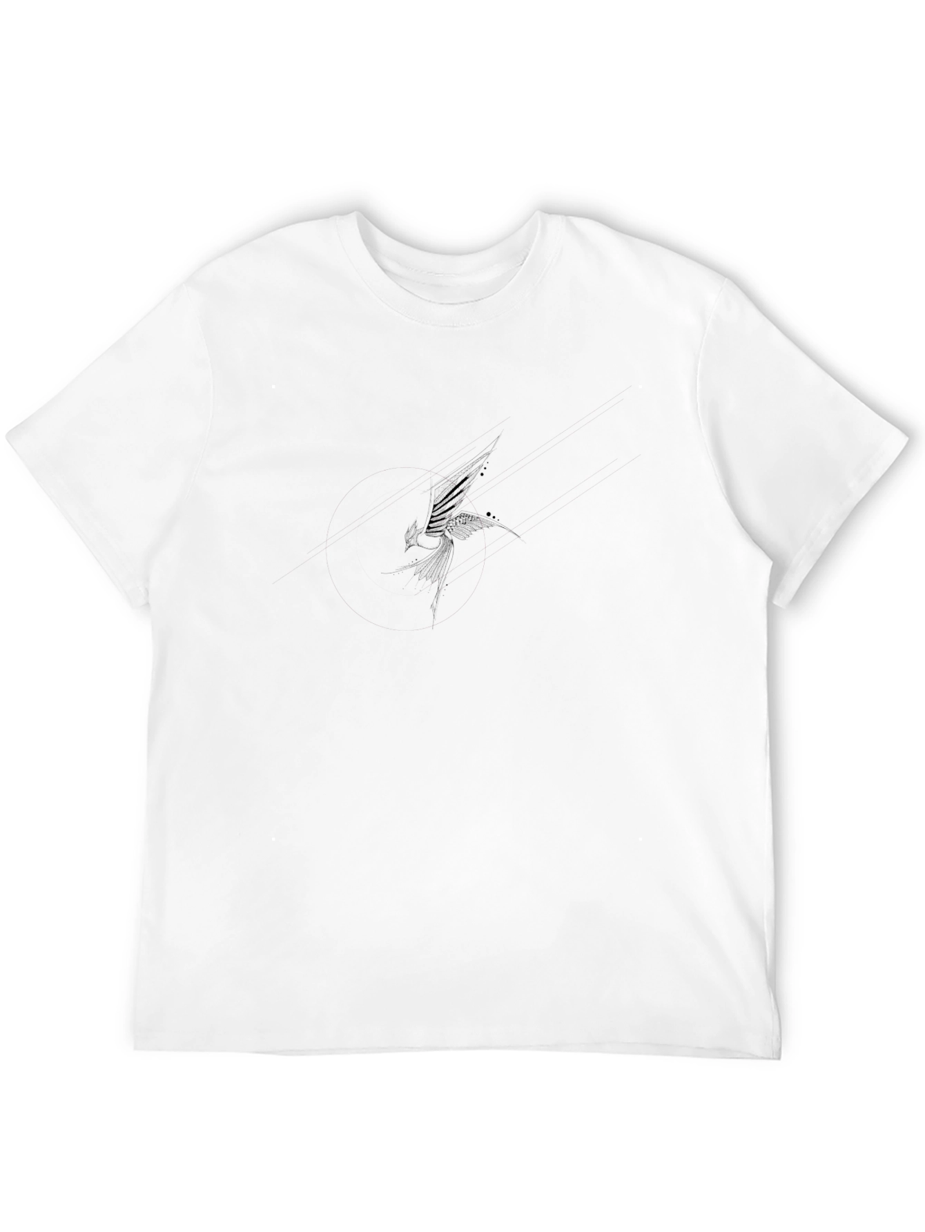 Black Crew Neck T-Shirt with Bird Graphic