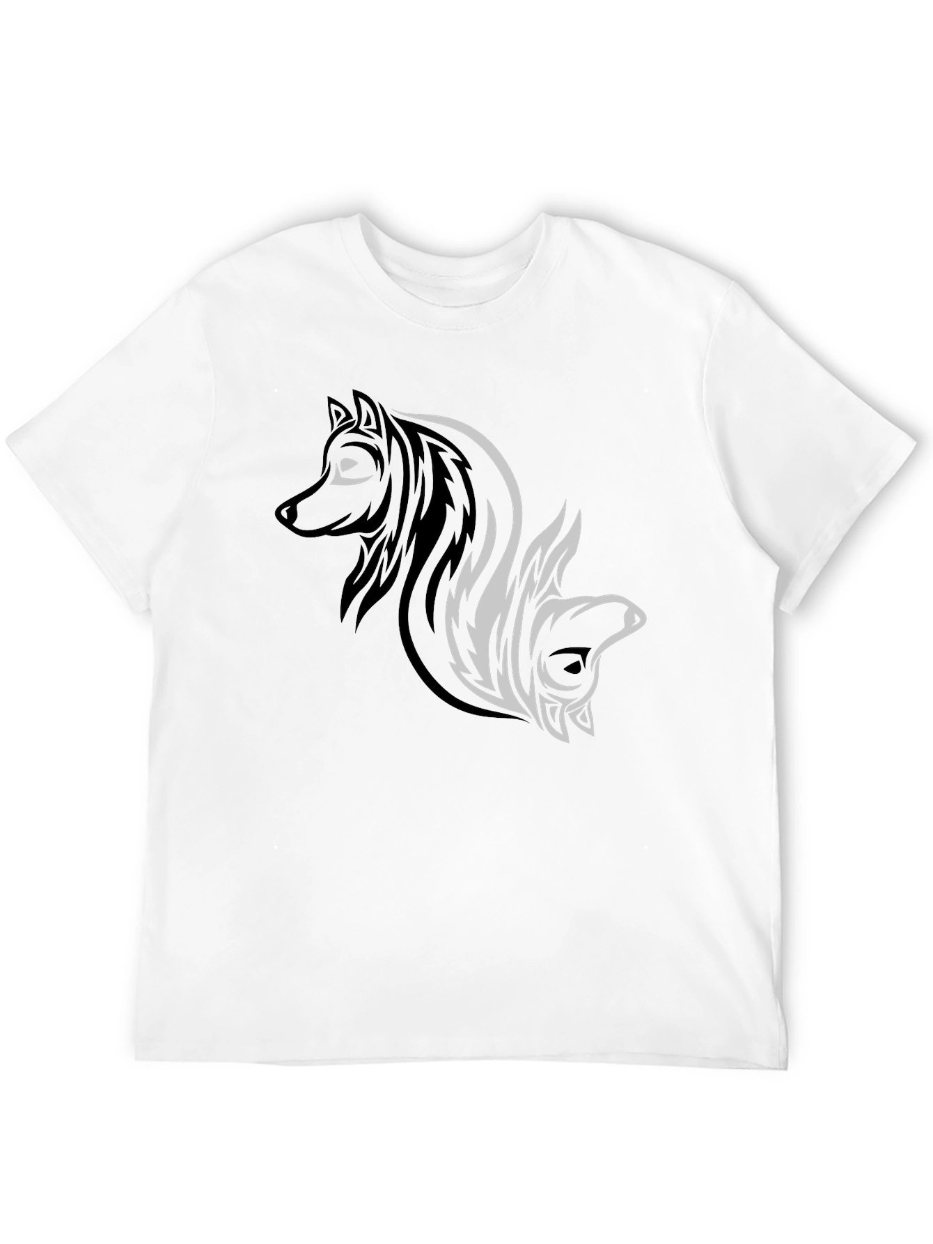 Yin Yang Wolf & Bear Black Graphic Tee
