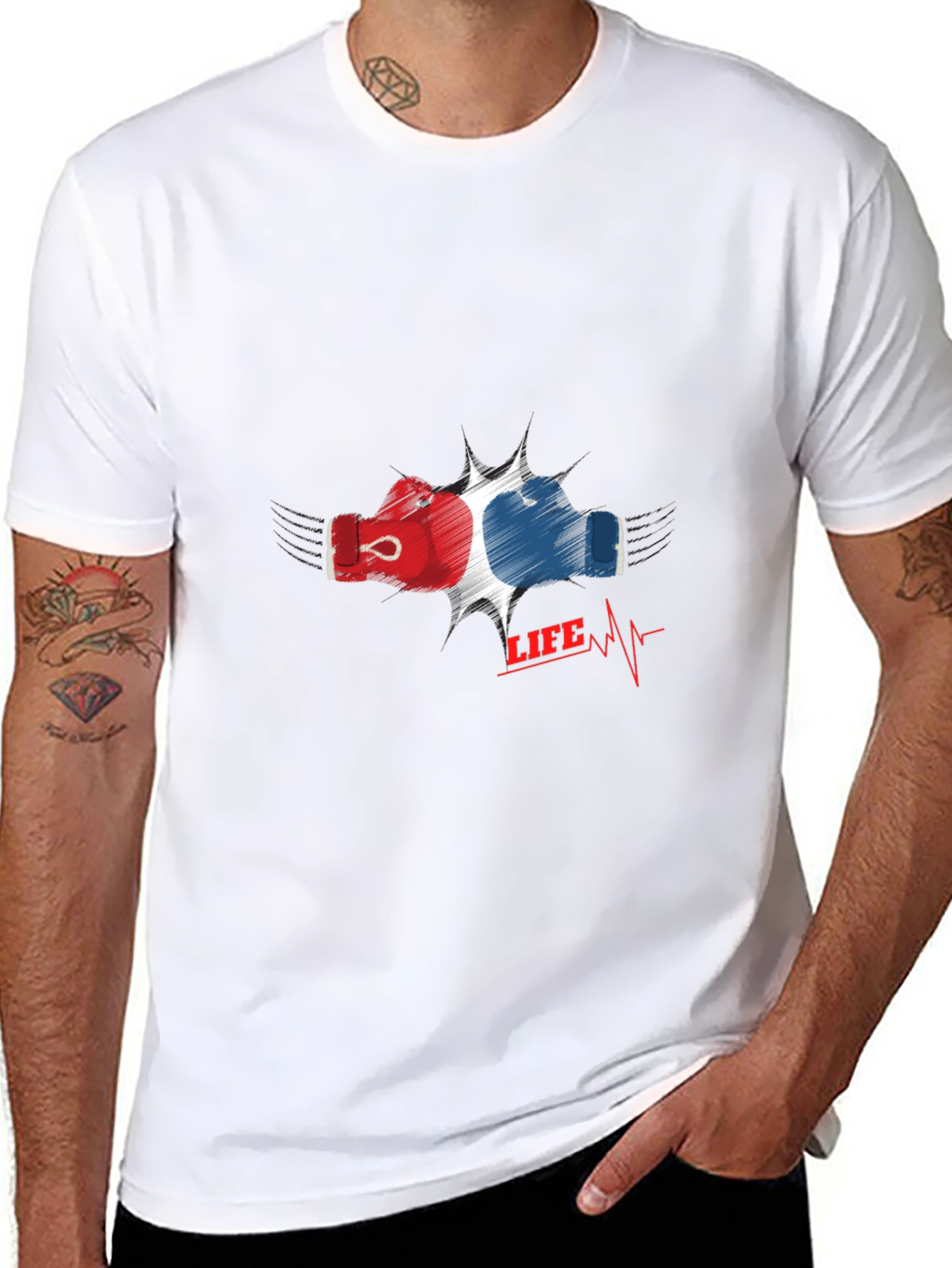 Boxing Life T-Shirt - Red & Blue Gloves