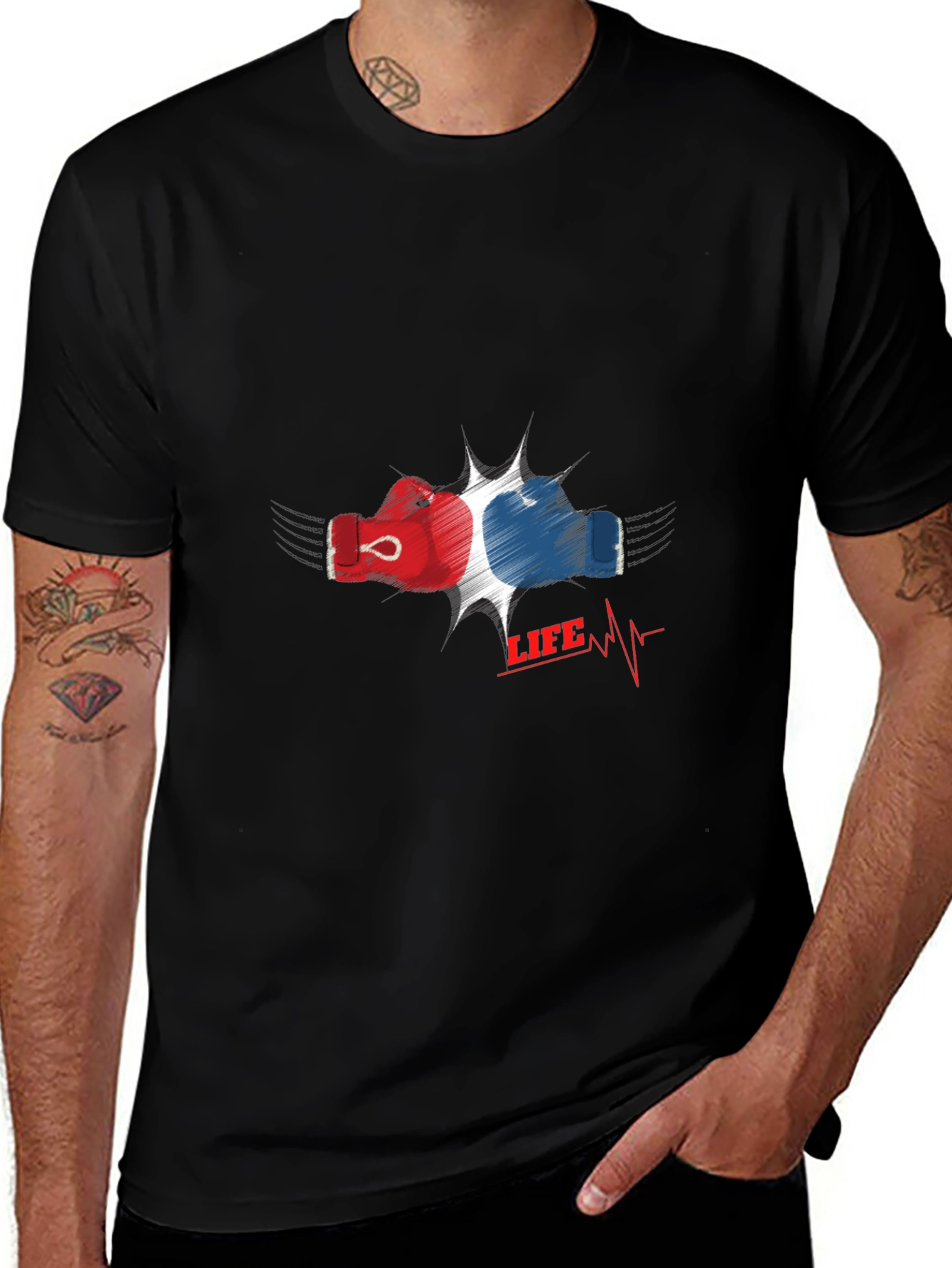 Boxing Life T-Shirt - Red & Blue Gloves