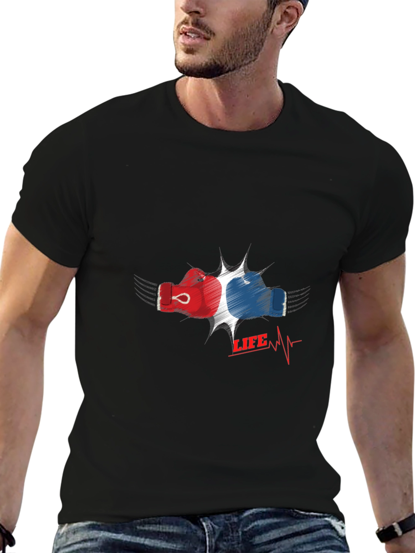 Boxing Life T-Shirt - Red & Blue Gloves