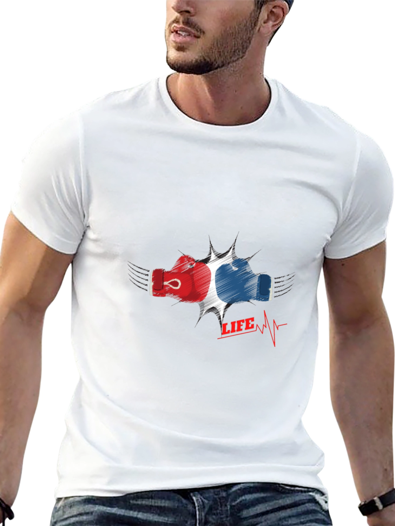 Boxing Life T-Shirt - Red & Blue Gloves
