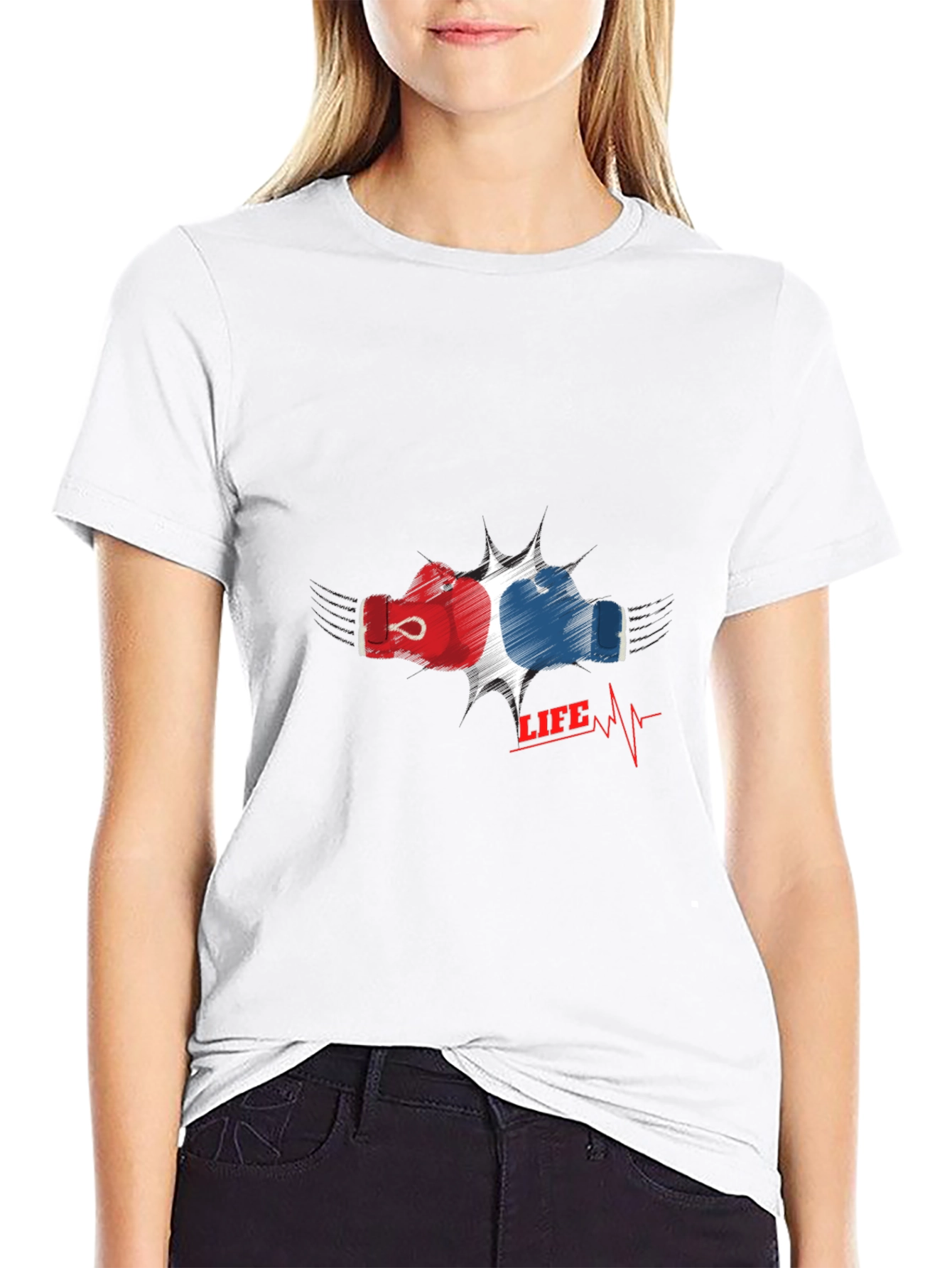 Boxing Life T-Shirt - Red & Blue Gloves