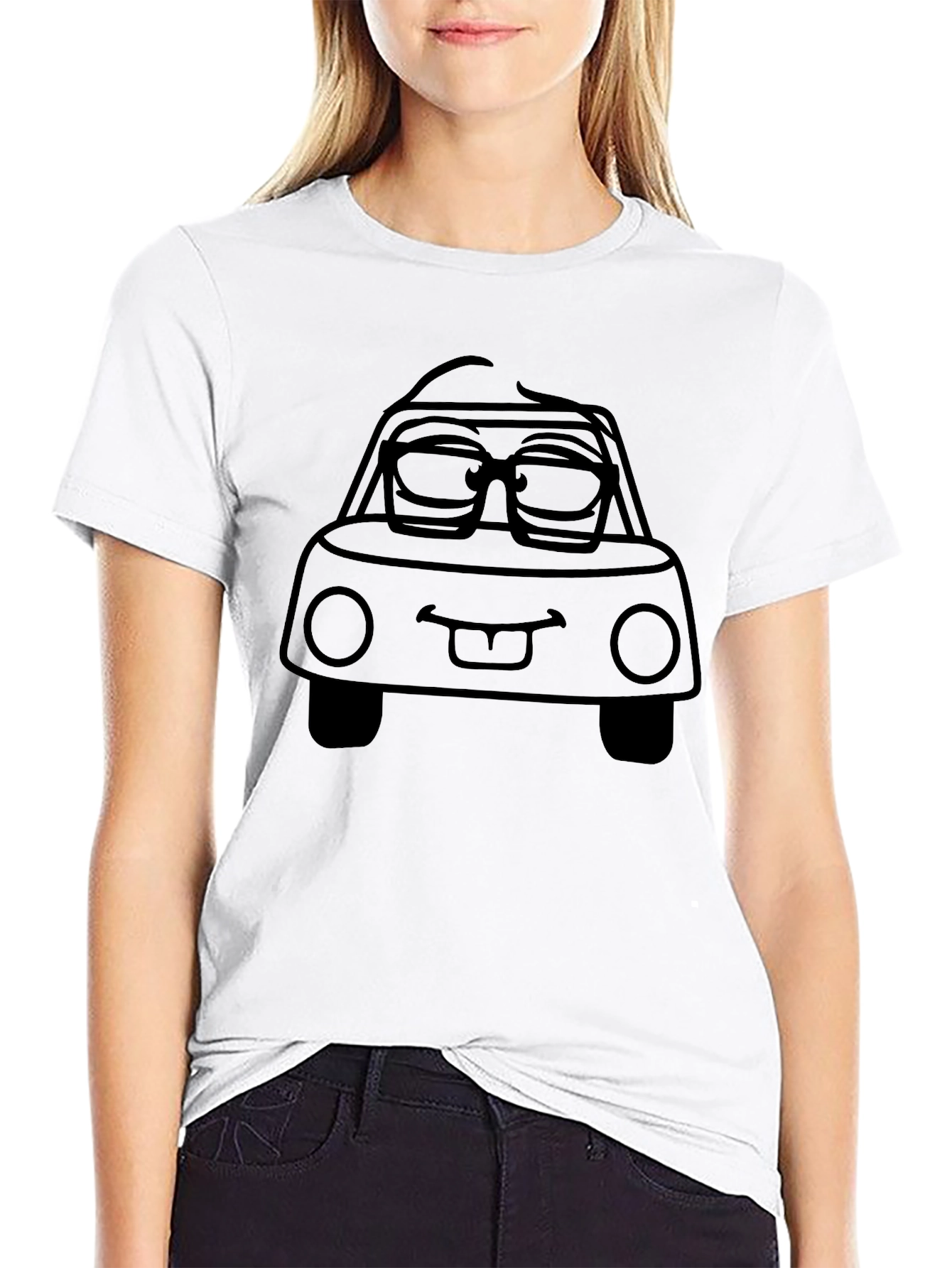 Cartoon Car Graphic Tee - Mens Black T-Shirt