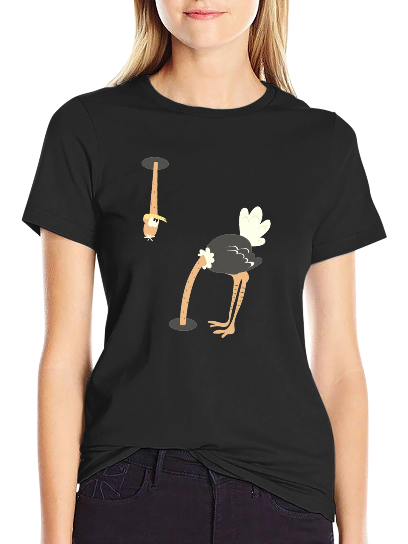 Ostrich Head in Hole T-Shirt - Funny Graphic Tee