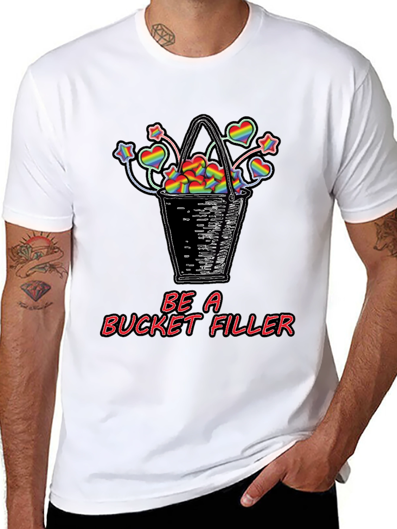 Be a Bucket Filler Rainbow Hearts Graphic Tee