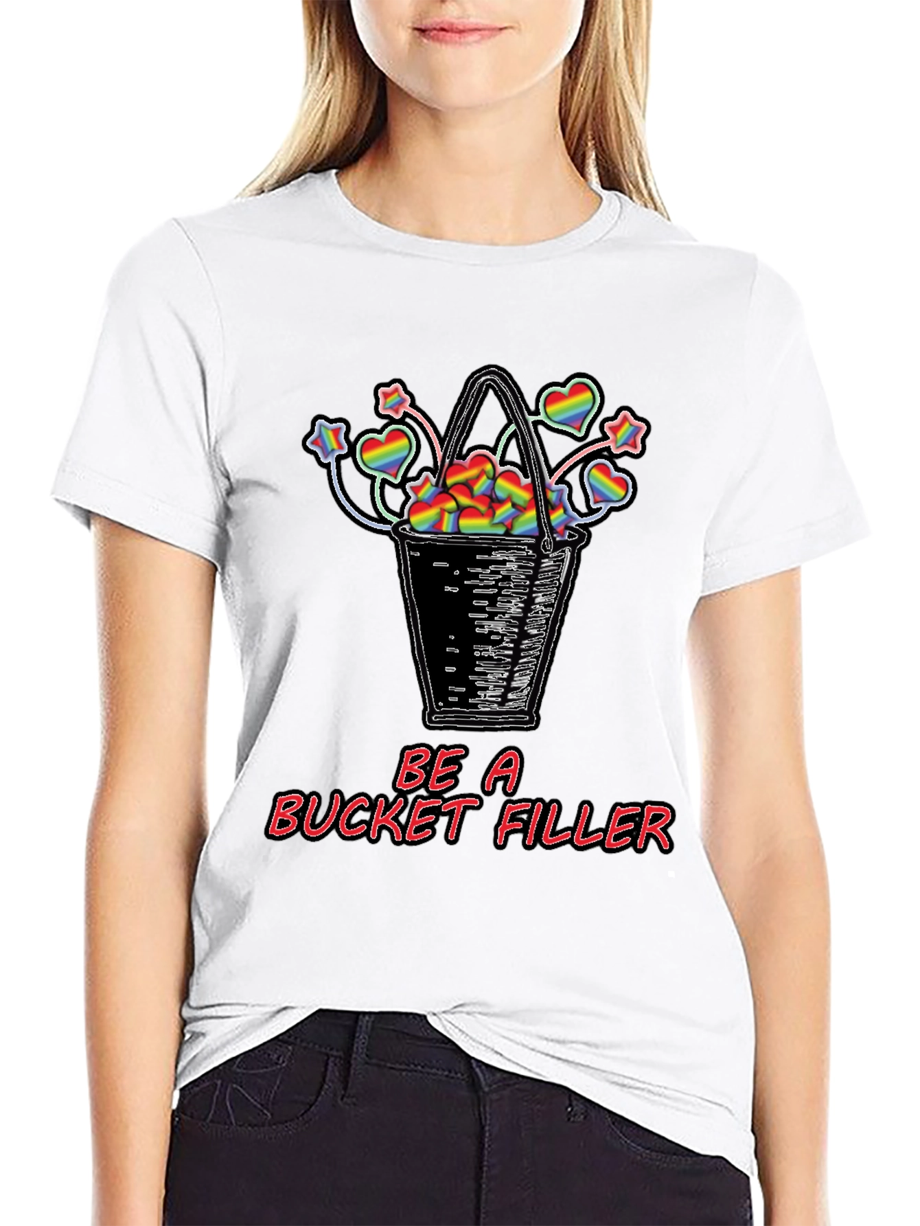 Be a Bucket Filler Rainbow Hearts Graphic Tee