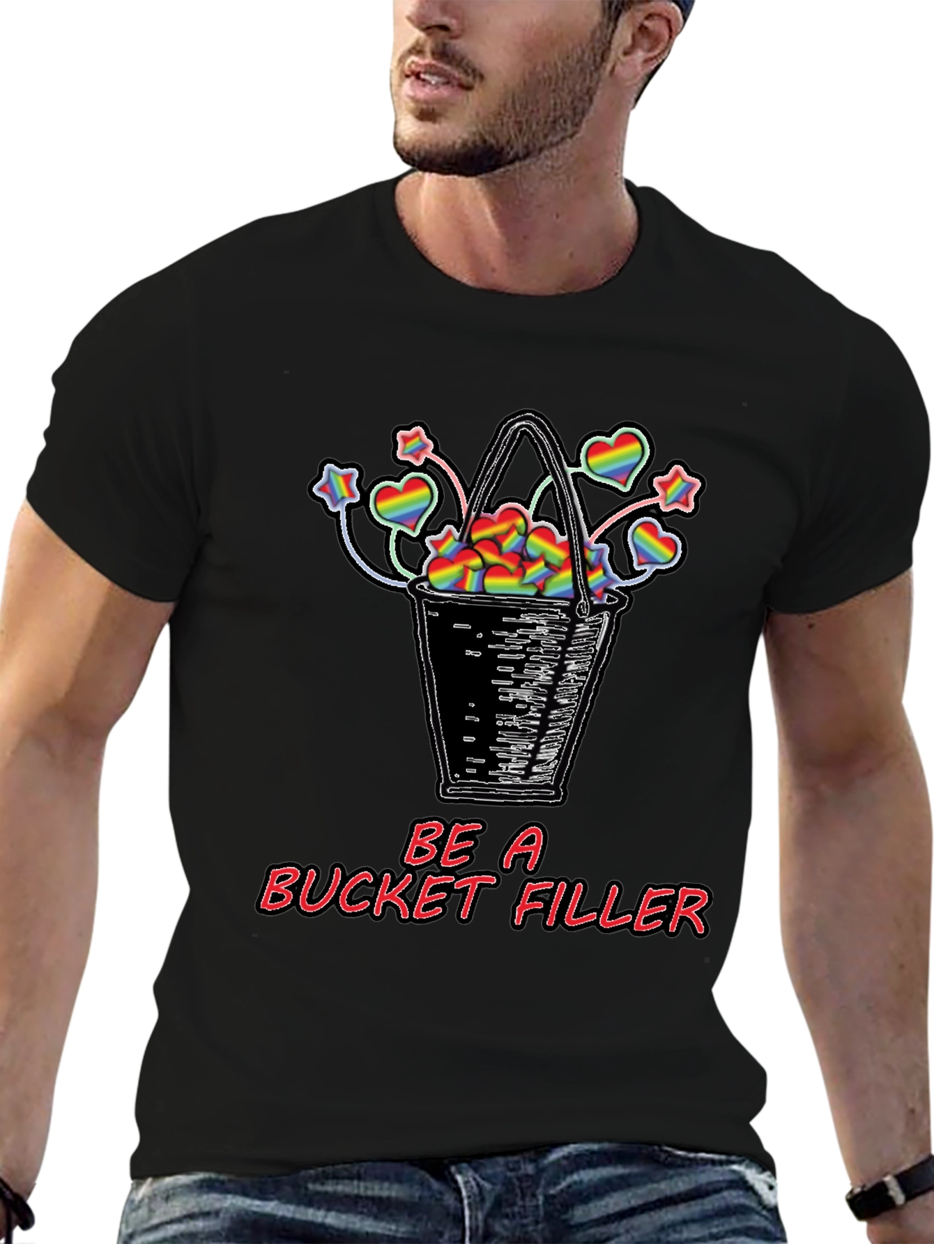 Be a Bucket Filler Rainbow Hearts Graphic Tee