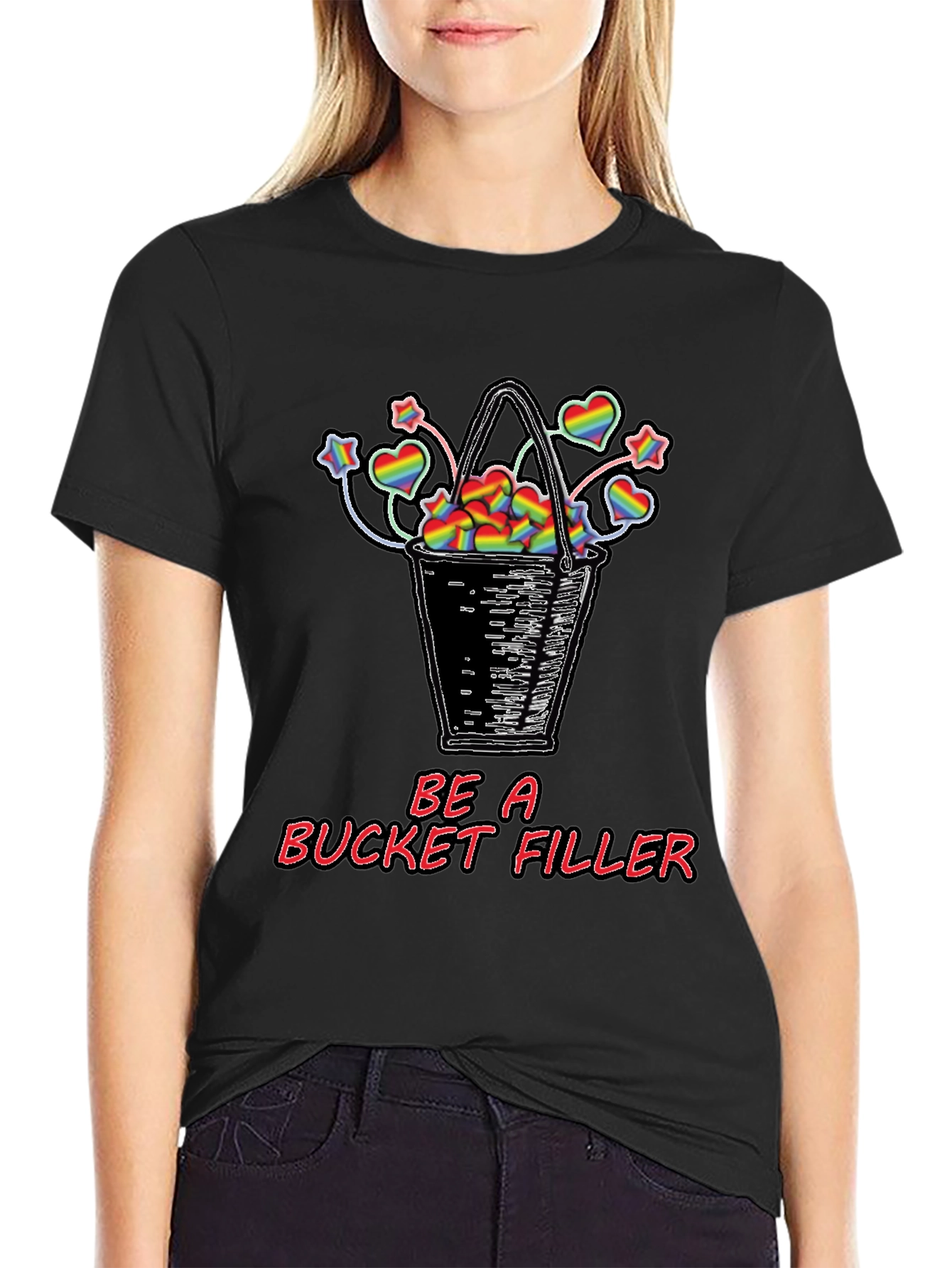 Be a Bucket Filler Rainbow Hearts Graphic Tee