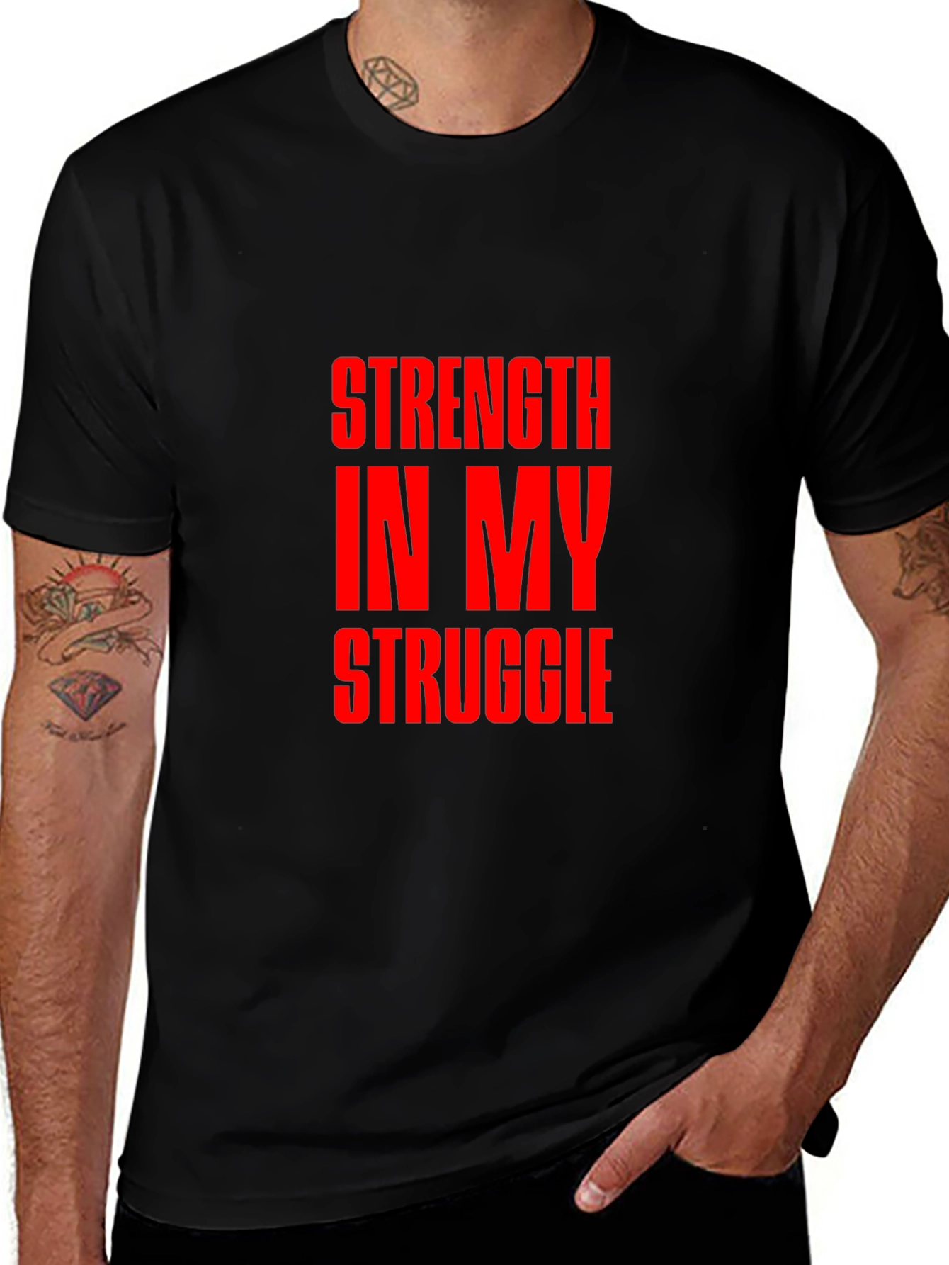 Strength In My Struggle Black Graphic Tee