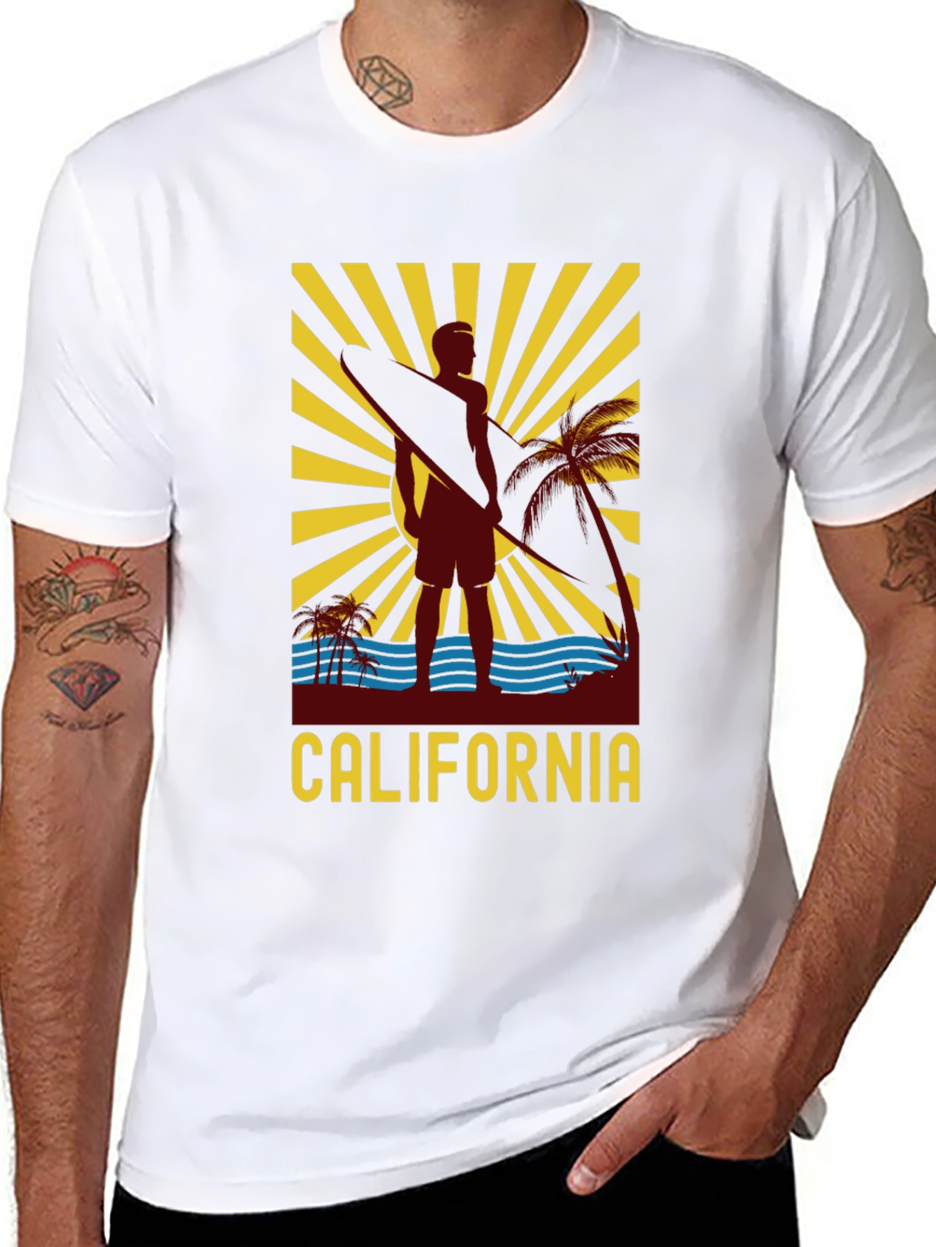 California Surfer Graphic Black T-Shirt